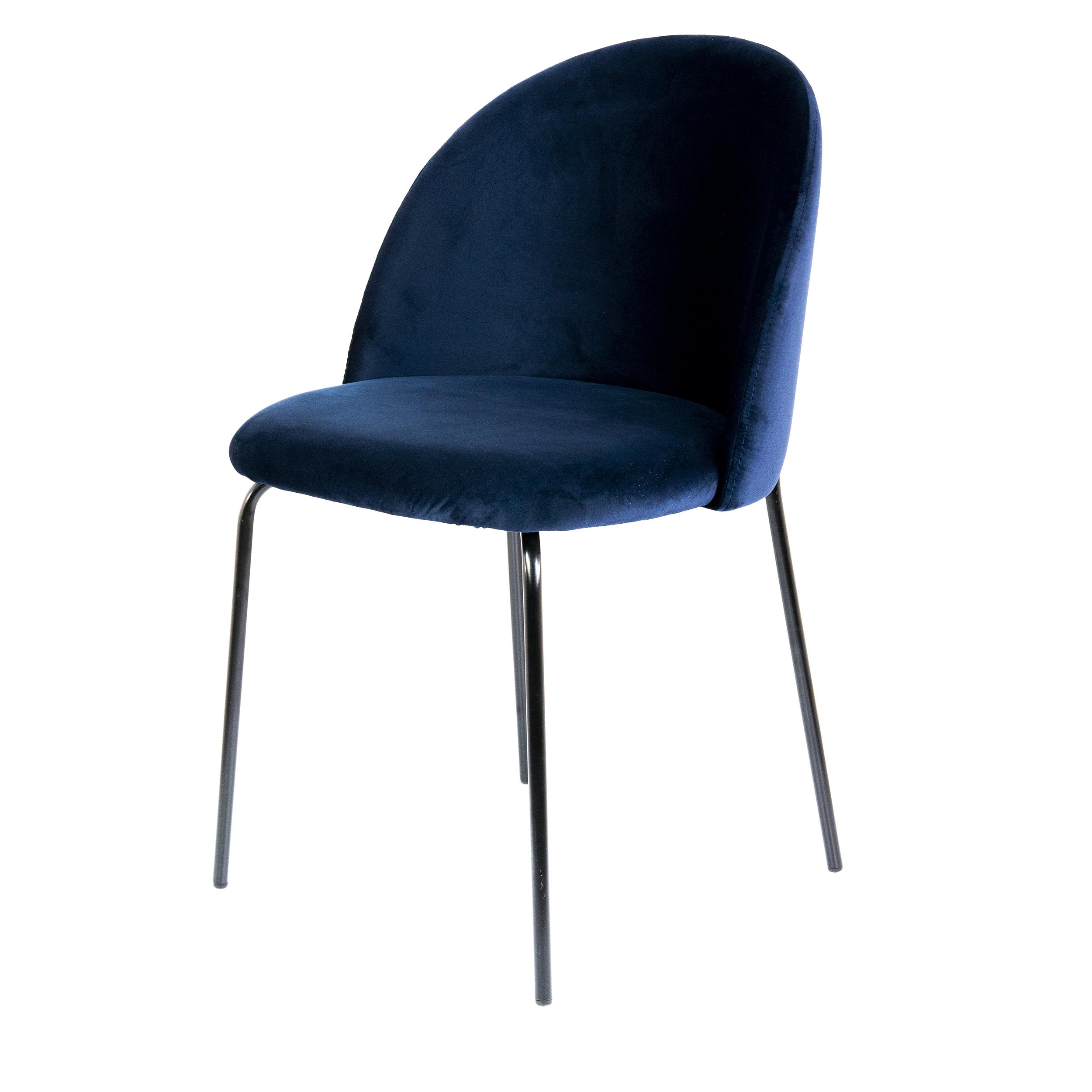 Изображение товара Современный стул Mebel Square Nord из велюра с металлическими ножками 51x81x56 см синего цвета