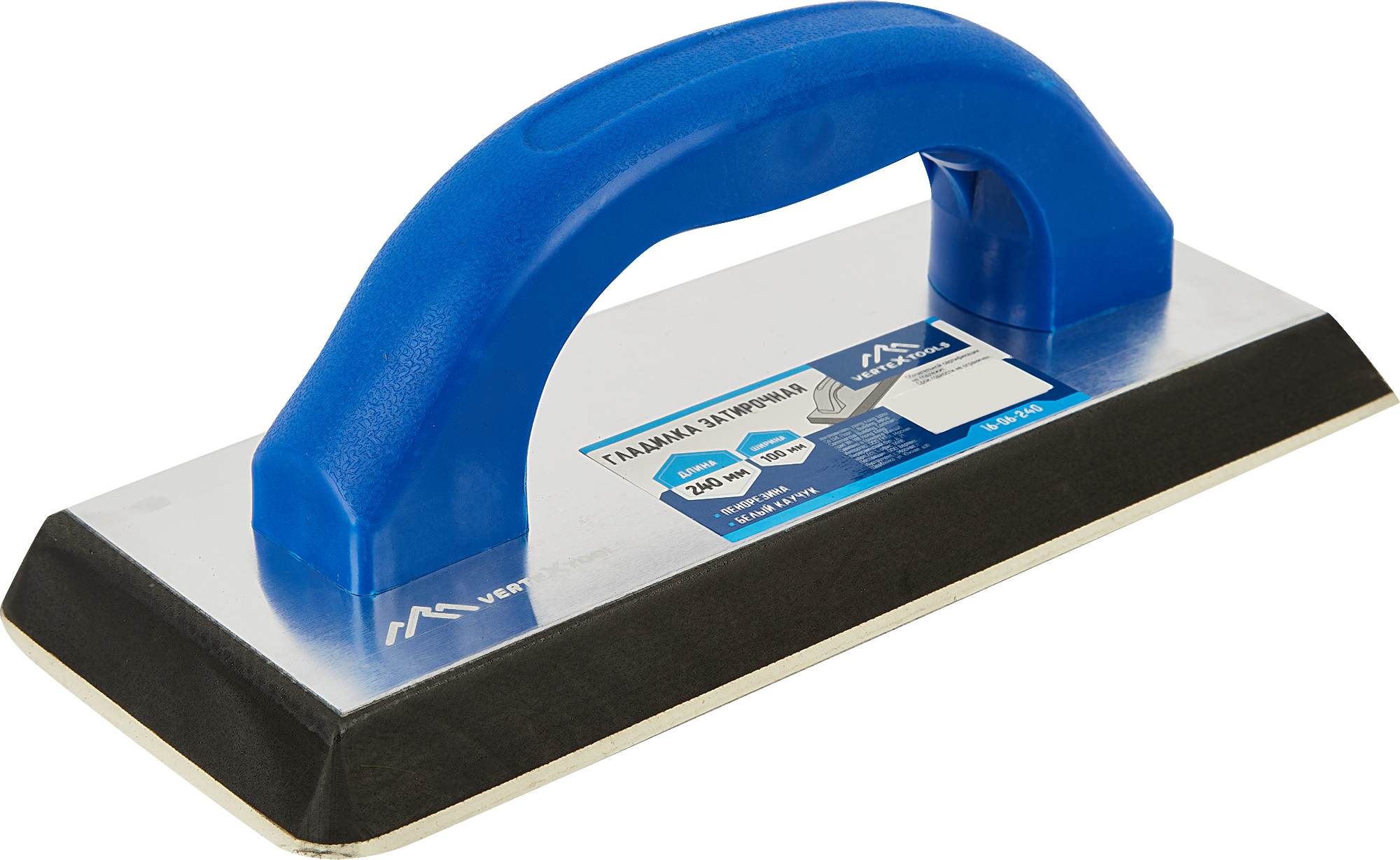 Изображение товара Гладилка затирочная Vertextools 16-06-240 100x240 мм для межплиточных швов