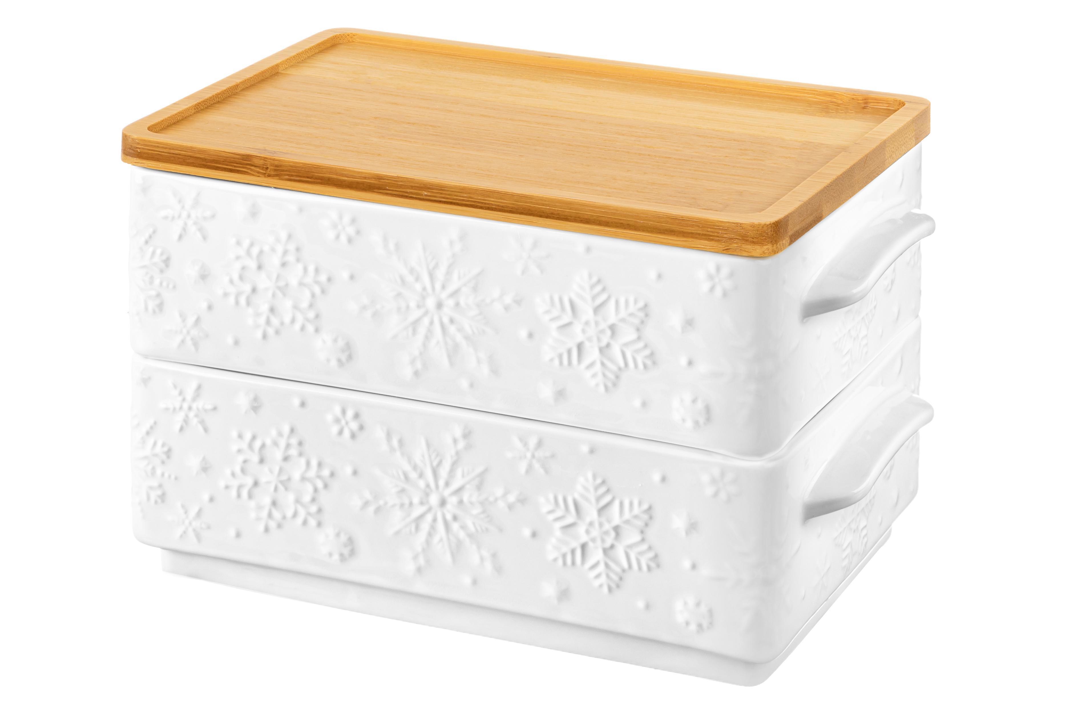 Изображение товара Набор сервировочных блюд фарфор серия Снежинки 2 шт Elan Gallery Новый год