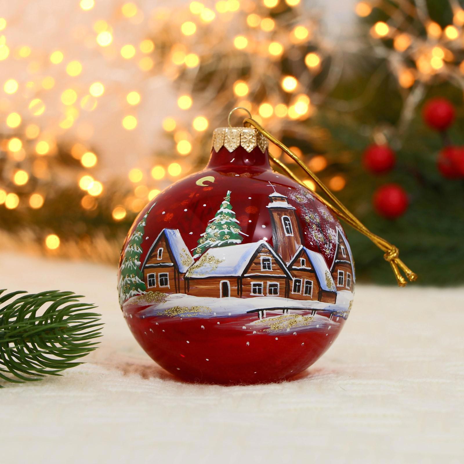 Изображение товара Елочный шар Evis 5227201 Зимушка 8 см стекло красный