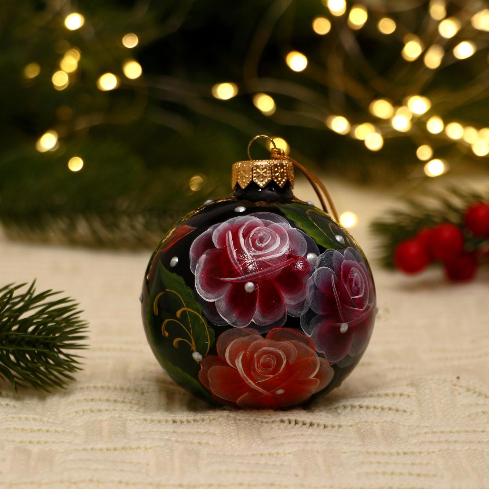 Изображение товара Елочный шар Evis 5227254 Розочки 8 см стекло разноцветный