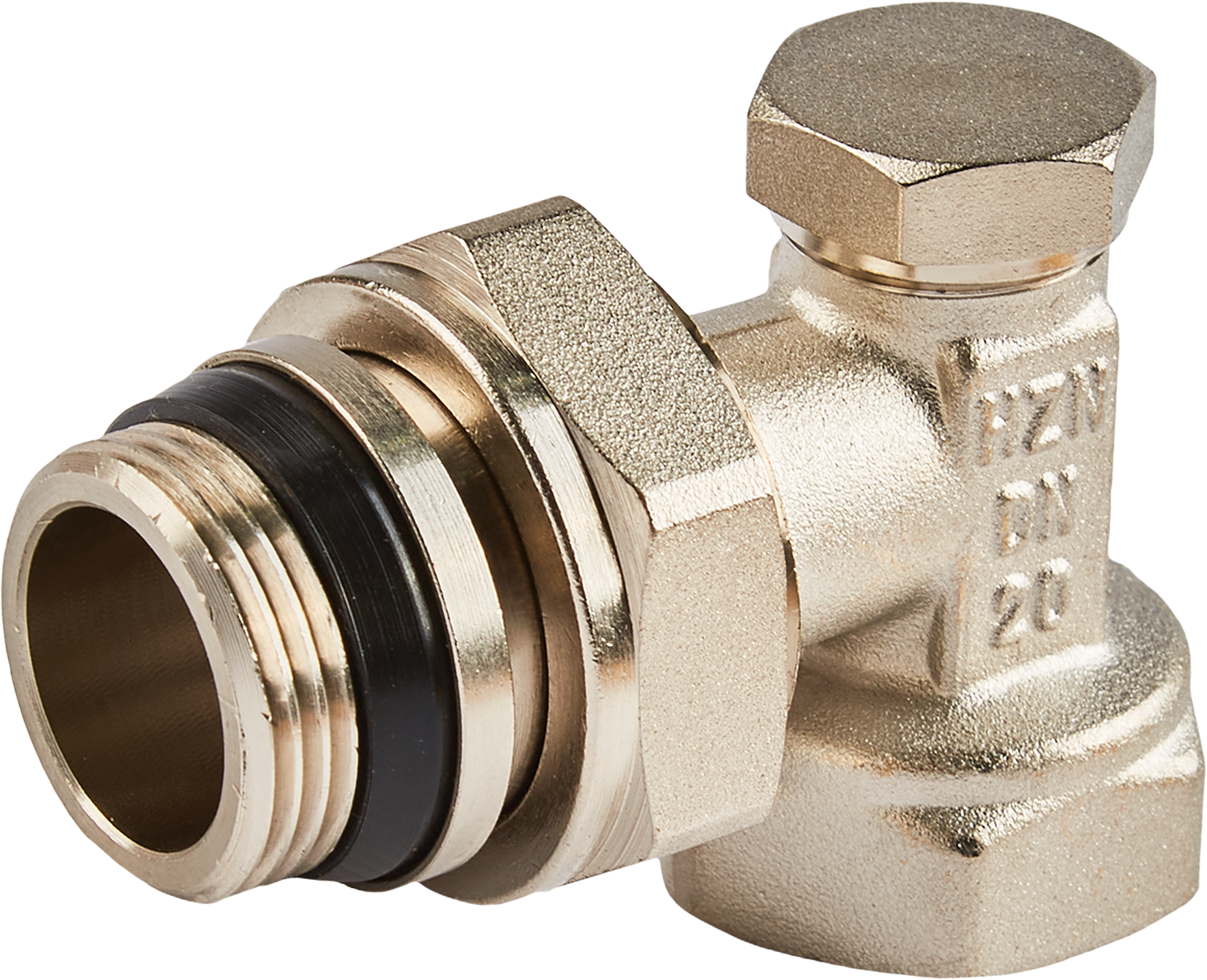 Изображение товара Запорный уголковый клапан для радиатора Heizen 3/4" латунь регулируемый