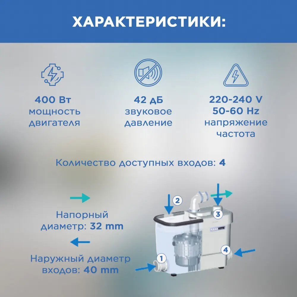 Санитарный насос SFA Sanivite 400 Вт 103 л/мин - 5