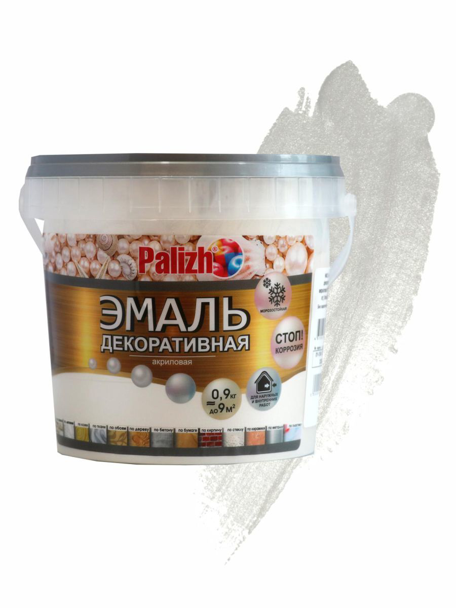 Изображение товара Декоративная эмаль Palizh белый жемчуг 0.9 кг с металлизированным эффектом Изображение товара Декоративная эмаль Palizh белый жемчуг 0.9 кг с металлизированным эффектом