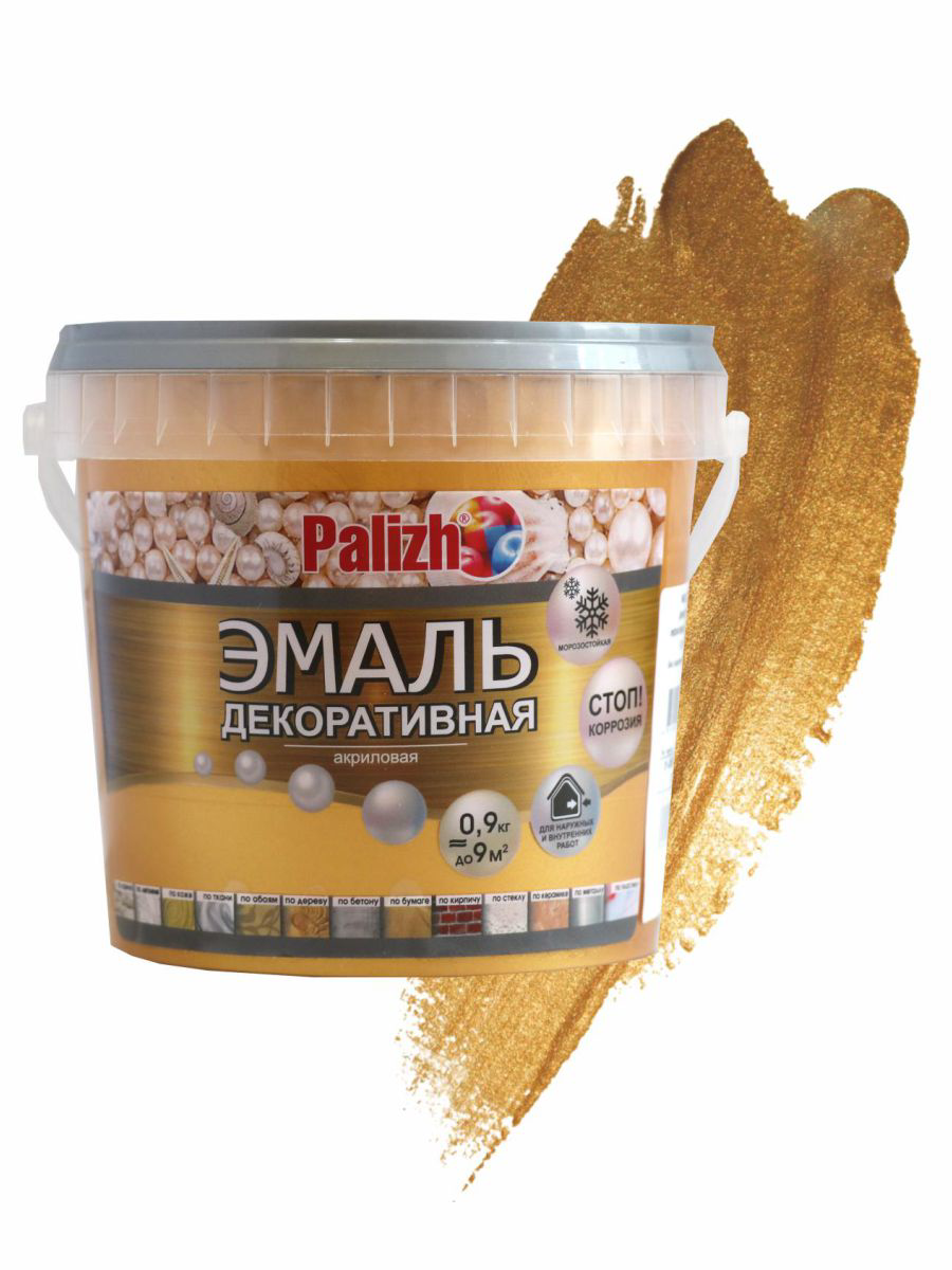 Изображение товара Эмаль декоративная Palizh цвет золото 0.9 кг
