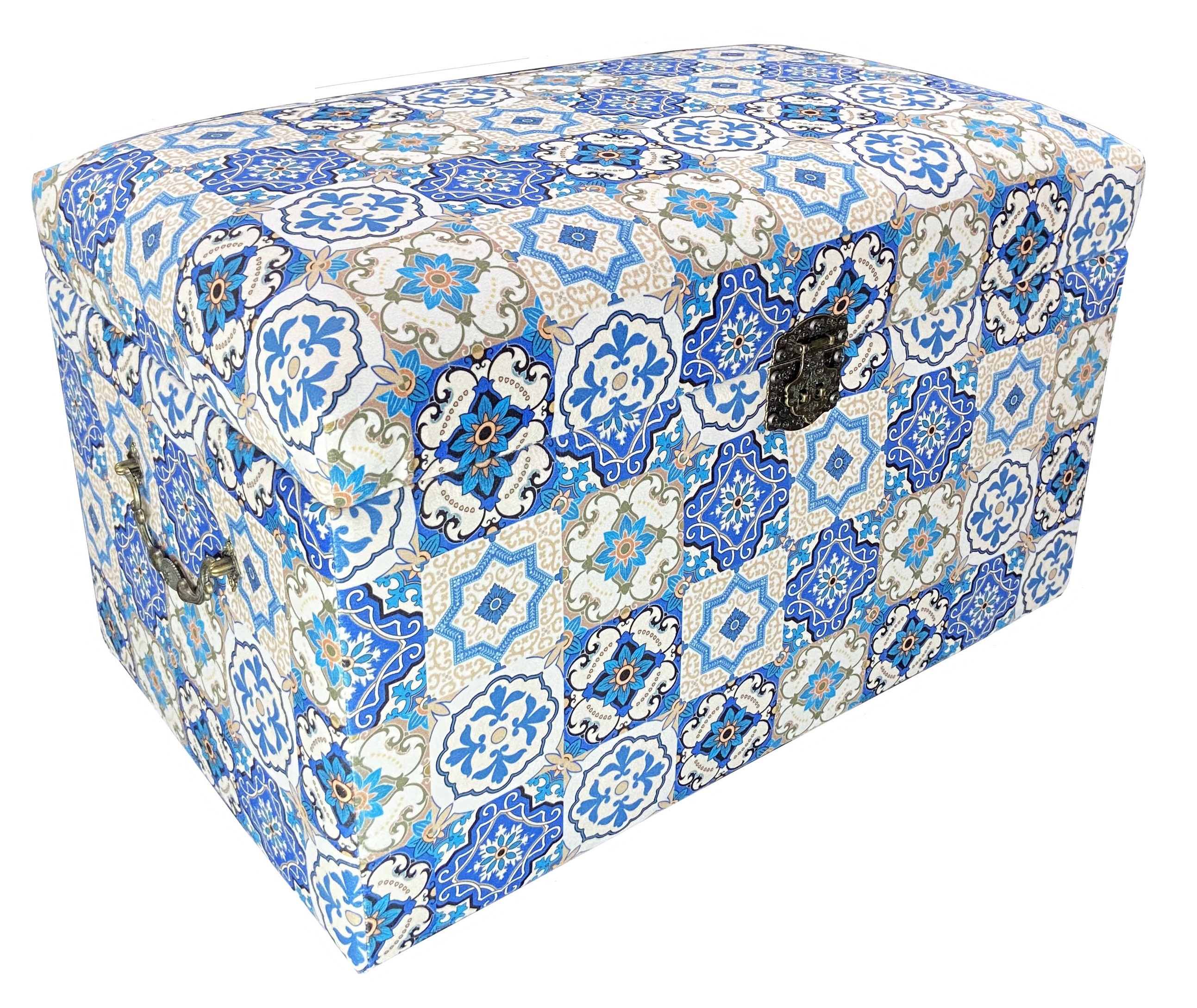 Изображение товара Банкетка October Home Fra-46 голубая с микровелюром и металлической фурнитурой