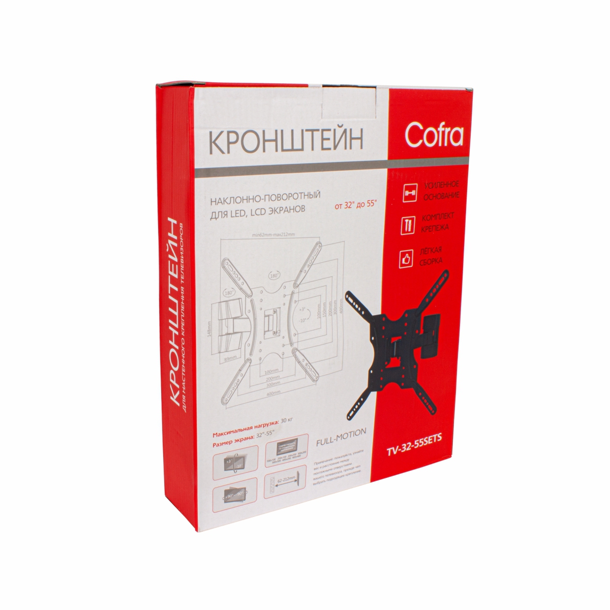 Изображение товара Кронштейн для крепления ТВ Cofra TV-32-55SETS не поворотный 23.3x5.8 см