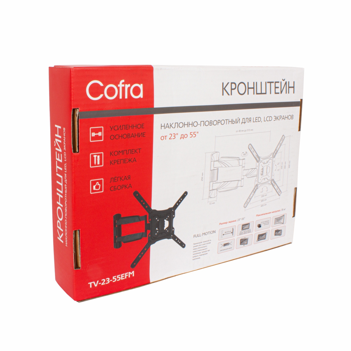 Изображение товара Кронштейн для крепления ТВ Cofra TV-23-55EFM 27x6.3 см черный Россия