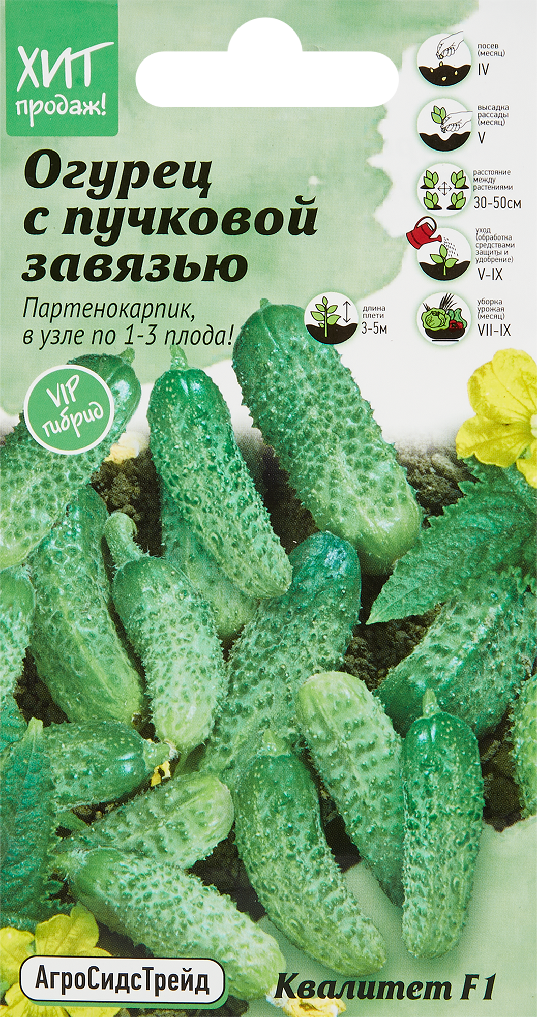Изображение товара Семена овощей Агросидстрейд огурец с пучковой завязью Квалитет F1 5 шт.