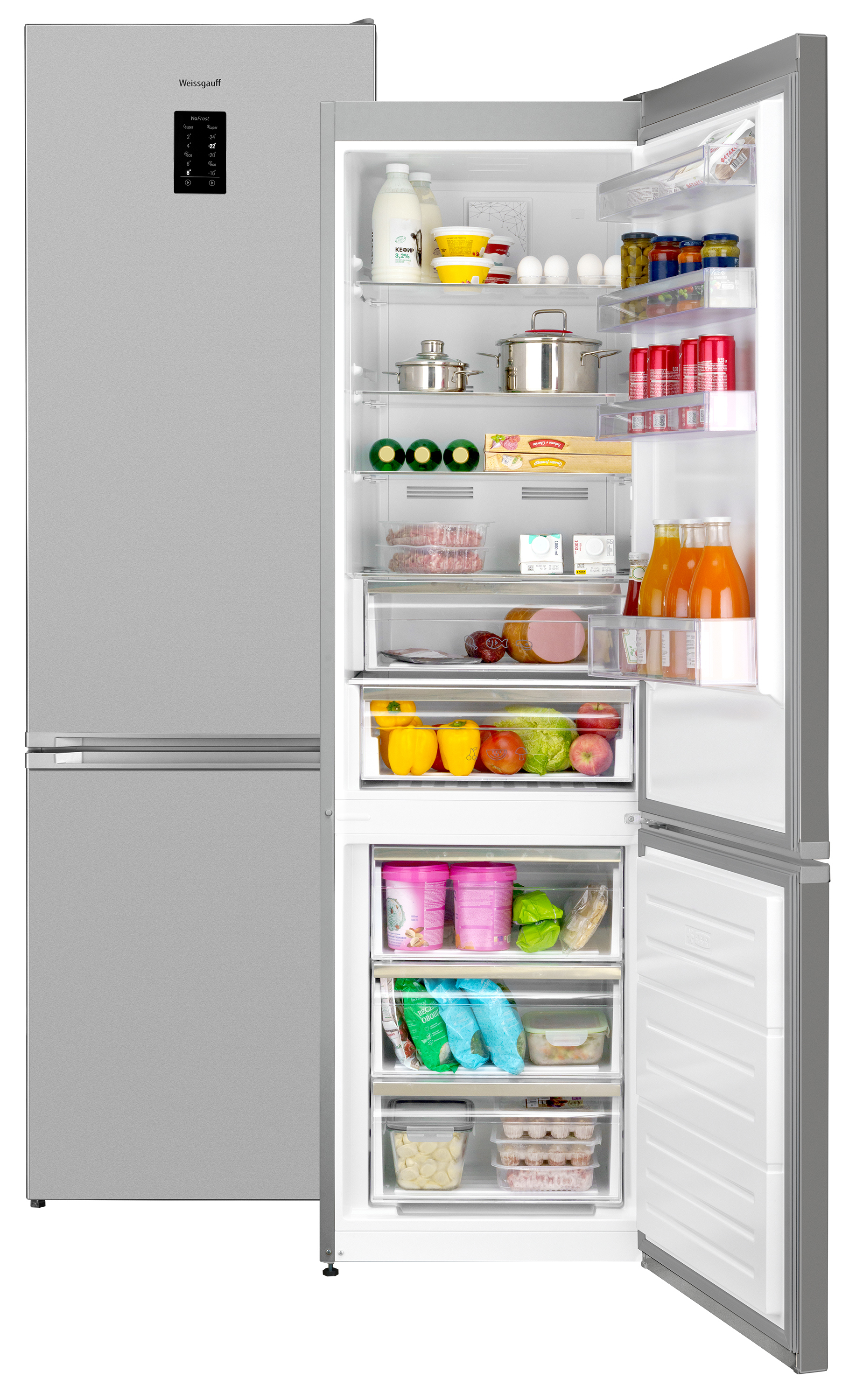 Изображение товара Отдельностоящий холодильник Weissgauff WRK 2010 DX нержавеющая сталь 266/94 л A+