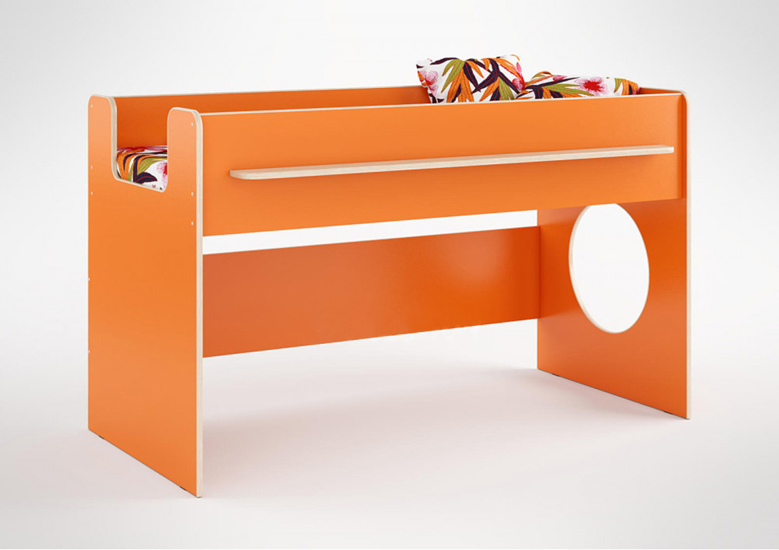 Изображение товара Кровать Кариви Сказка Л-23 185x120x90 см ЛДСП цвет дуб молочный/оранжевый