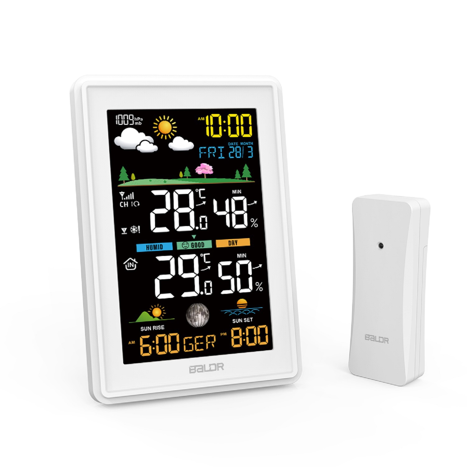 Изображение товара Метеостанция Baldr B0360WST2H2PR-V3-white беспроводная цвет белый Изображение товара Метеостанция Baldr B0360WST2H2PR-V3-white беспроводная цвет белый