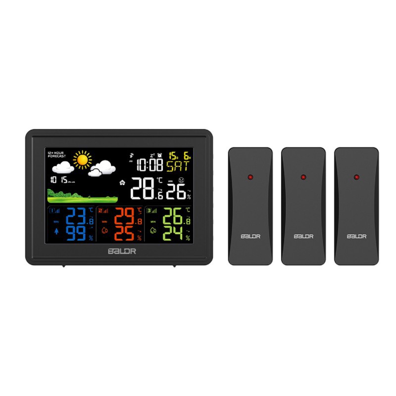 Изображение товара Метеостанция BALDR B0359WST4H4PR с внешними датчиками и прогнозом погоды черная