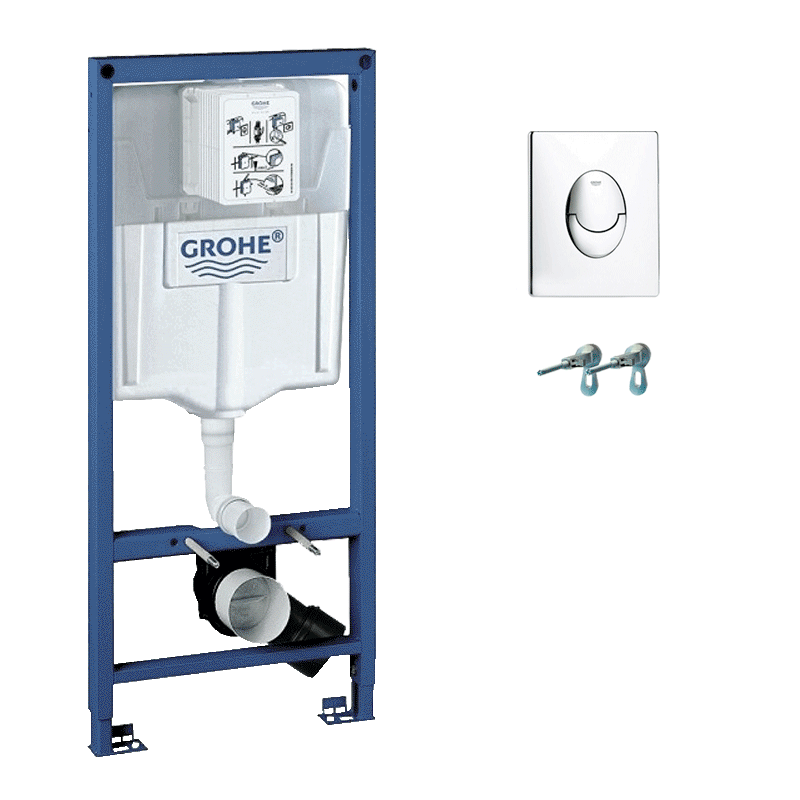 Изображение товара Комплект инсталляция с унитазом Grohe Rapid Sl 3 В 1 Koller Pool Round, безободковый, с микролифтом, цвет белый