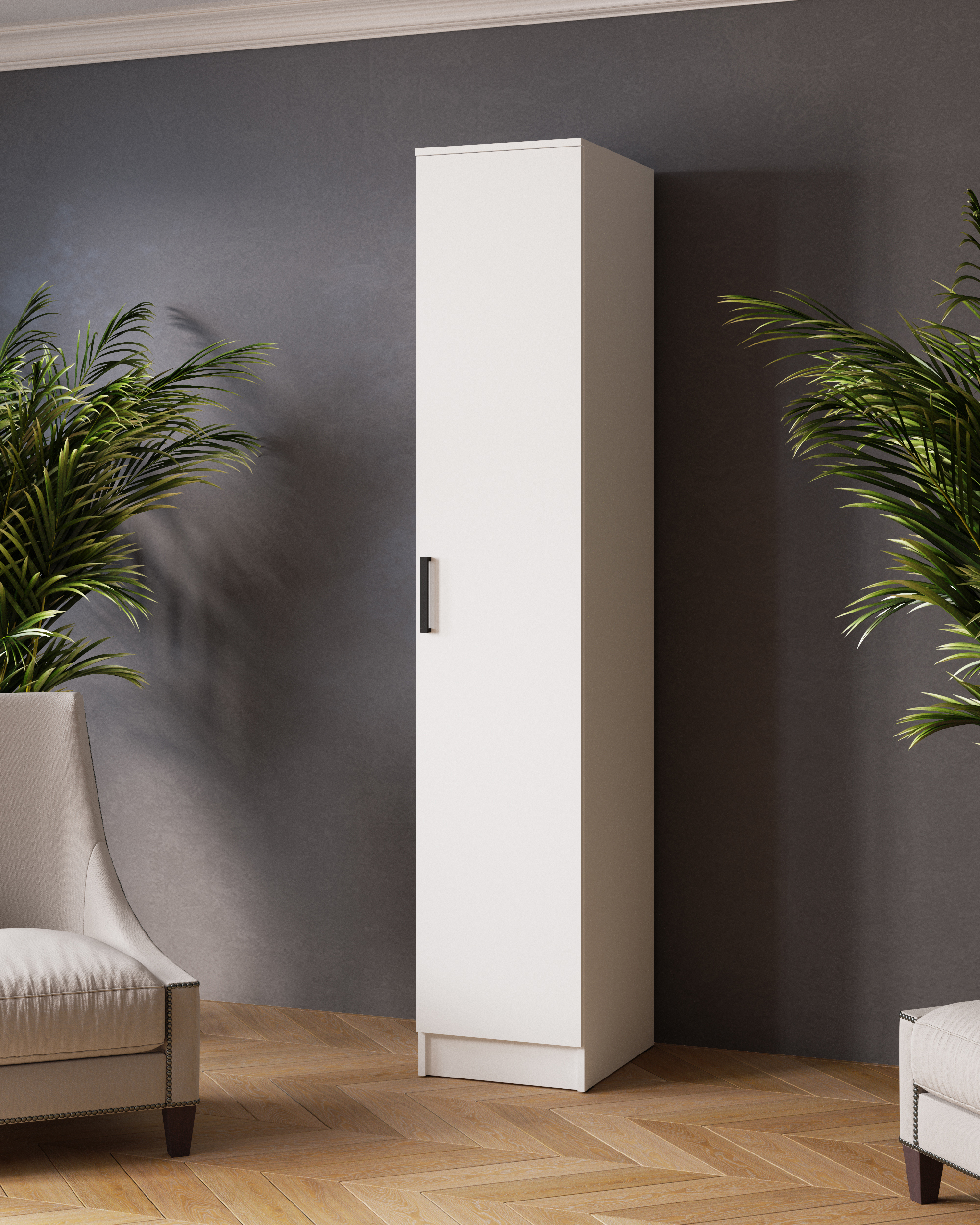 Изображение товара Шкаф распашной Micon Ларс 40x210x51 см белый для дома с полками и штангой