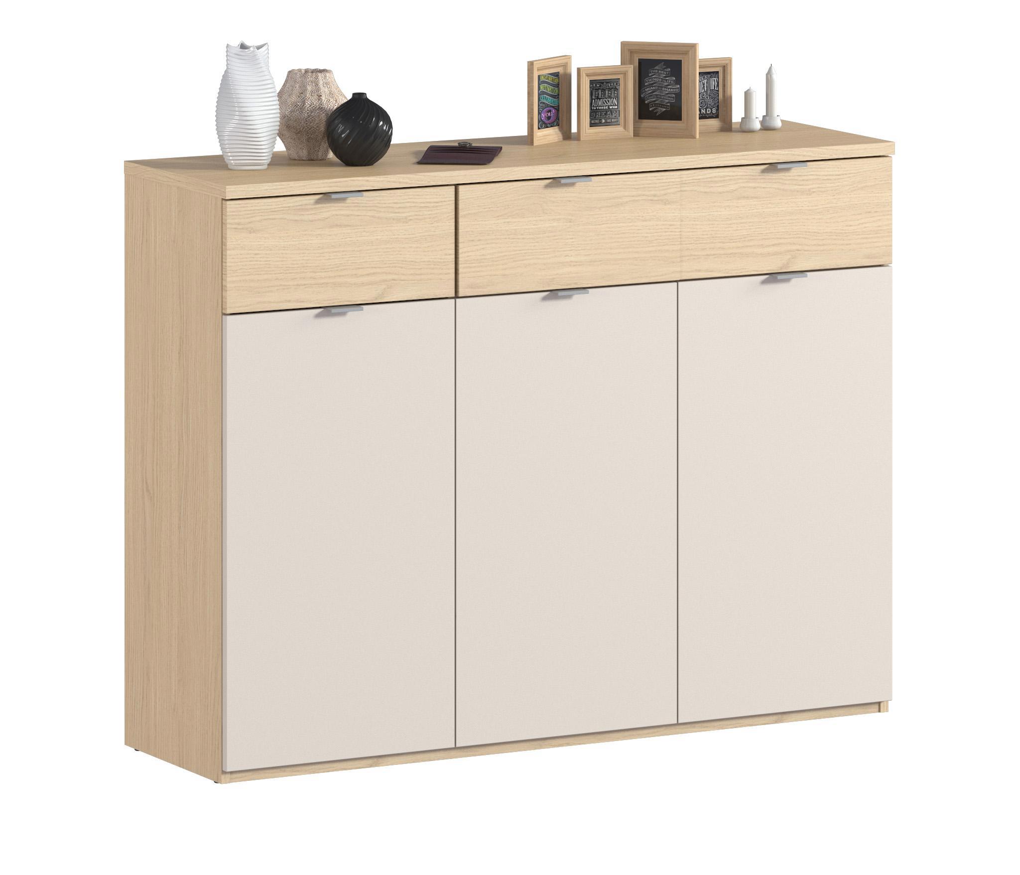 Изображение товара Комод Столплит Афина сб-3342 3 ящика 131x40x101 см ЛДСП цвет серый, дуб