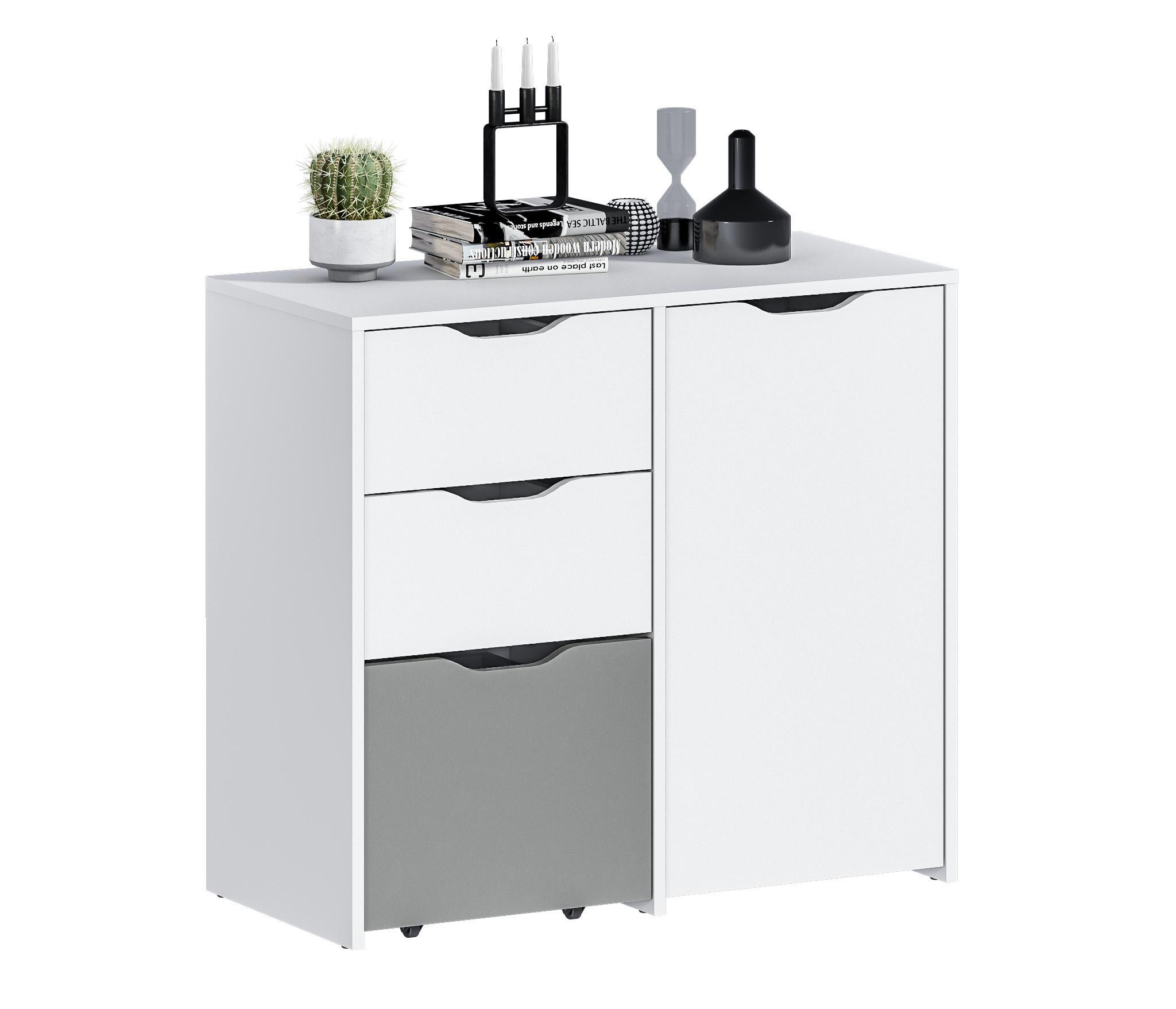 Изображение товара Комод Mika 3 ящика ЛДСП 85x40x76 см белый серый Столплит