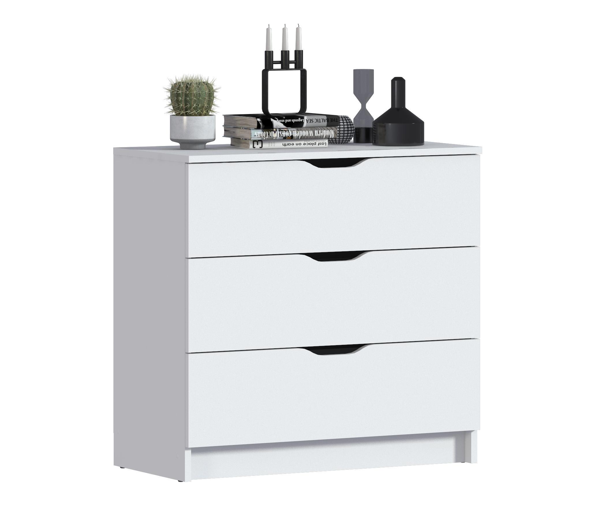 Изображение товара Комод Столплит Бруклин сб-3249 3 ящика 78x39x75 см белый современный стиль