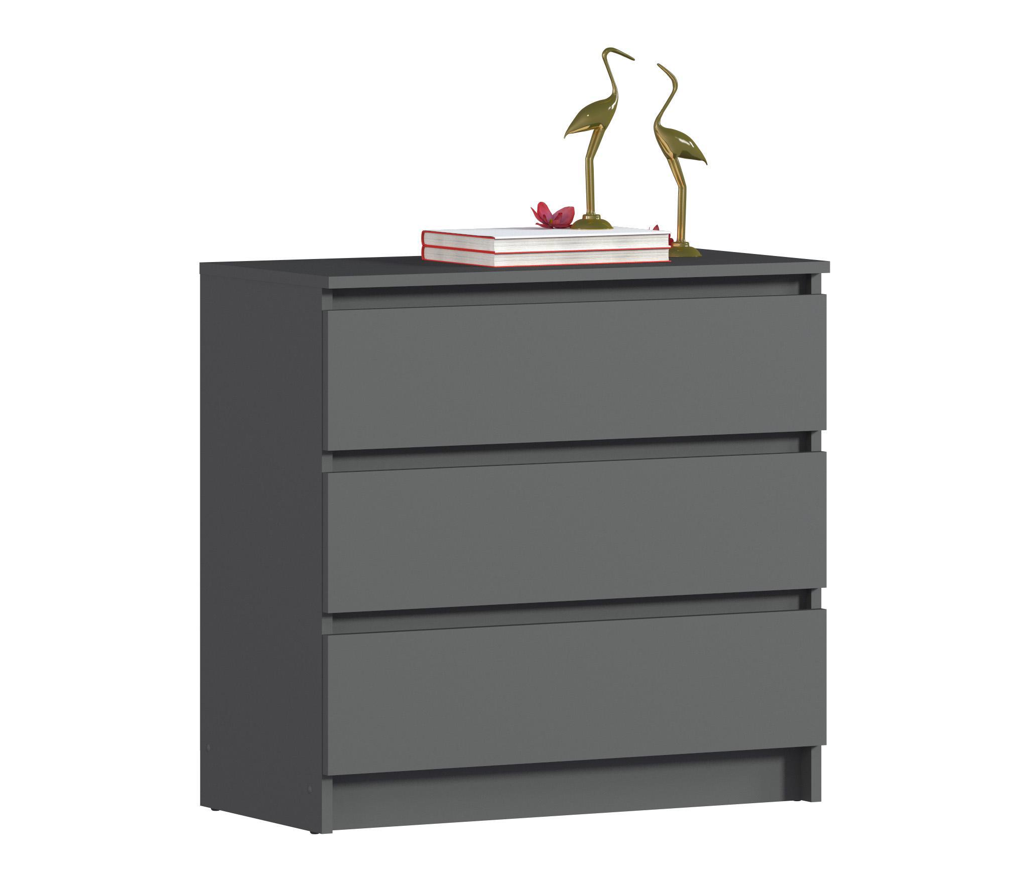 Изображение товара Комод Столплит Леон с 3 ящиками 78x39x75 см серый ЛДСП современный стиль