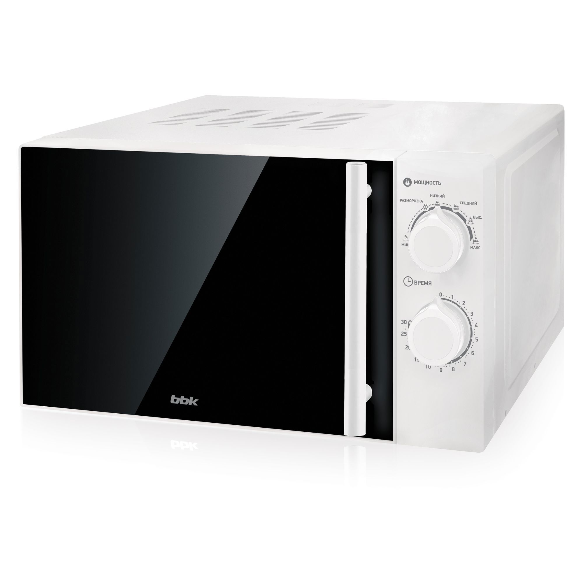 Изображение товара Отдельностоящая микроволновая печь BBK 771M/W 20 л 700 Вт механика белая