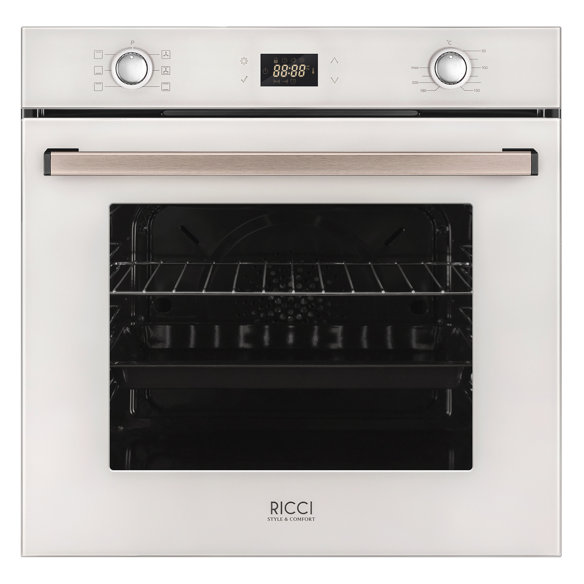 Изображение товара Электрический встраиваемый духовой шкаф Ricci Reo-627m-wh 57x59x55 см цвет бежевый
