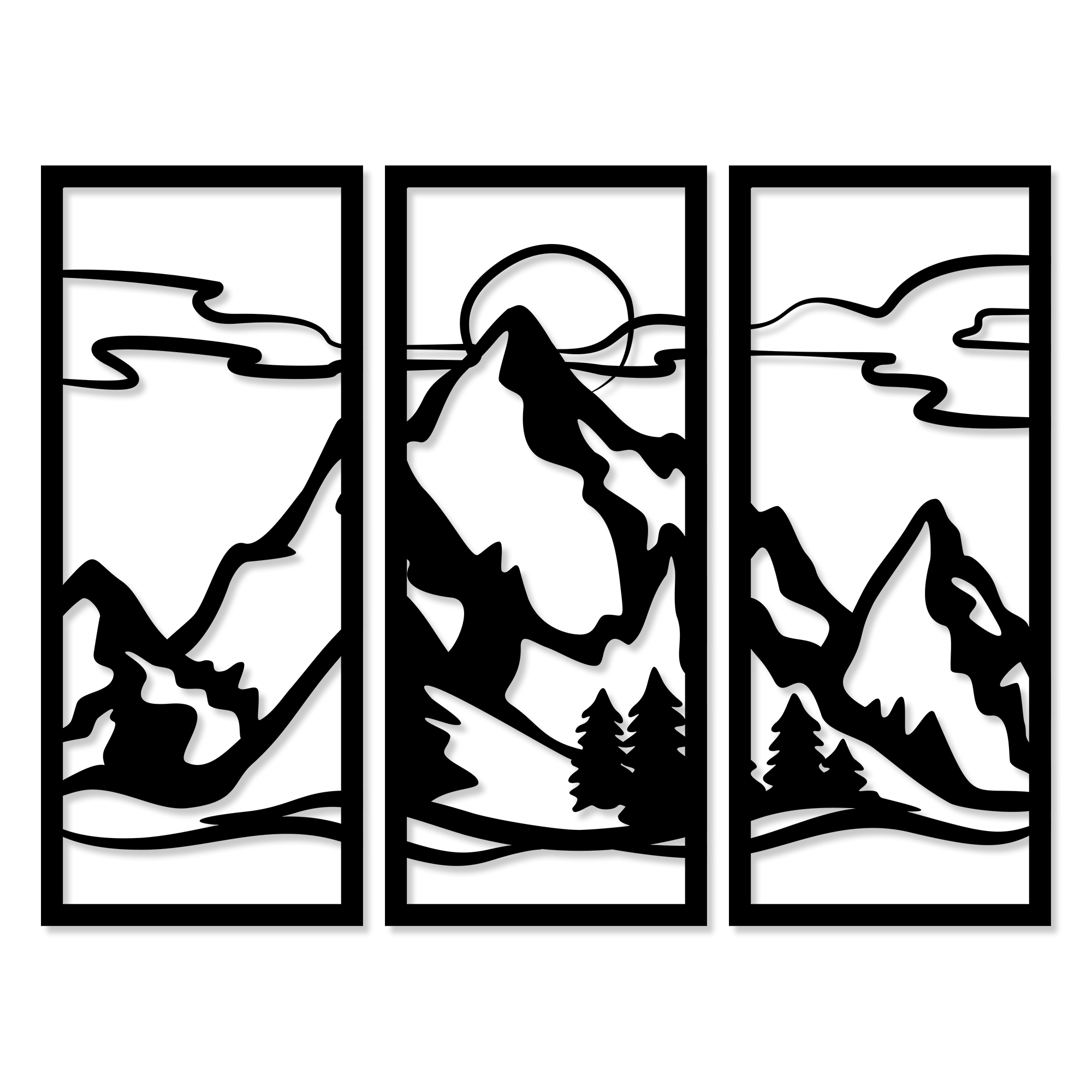 Изображение товара Панно Горы МДФ 59x75 см черное — стильное декоративное панно