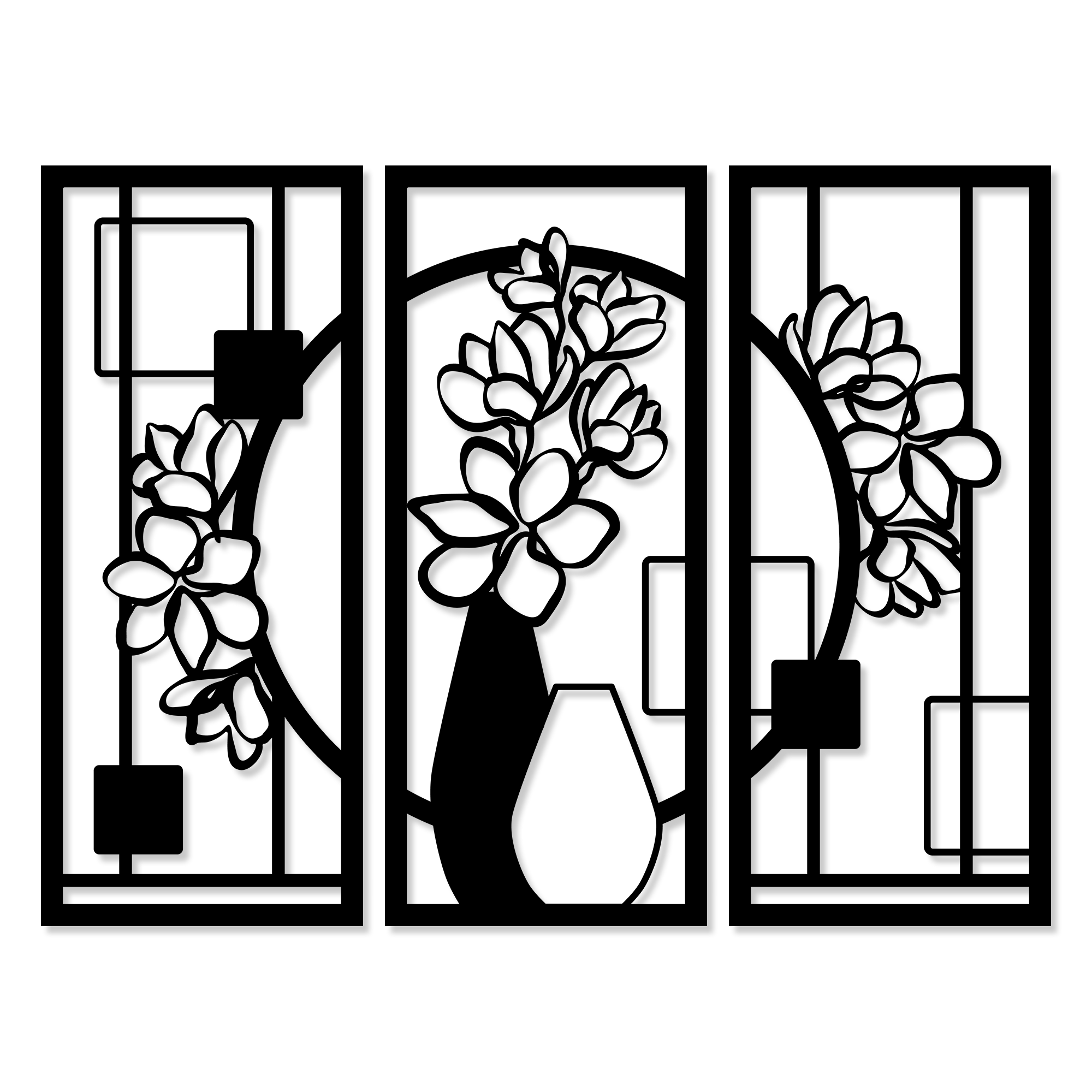 Изображение товара Панно декоративное Цветы МДФ 25x59 см черное