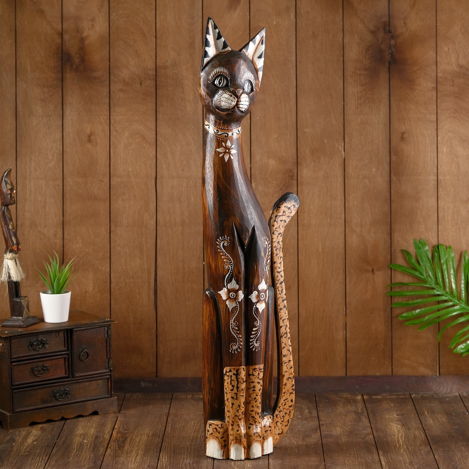 Изображение товара Интерьерный сувенир "Кошкав ошейнике с цветочком" 80 см