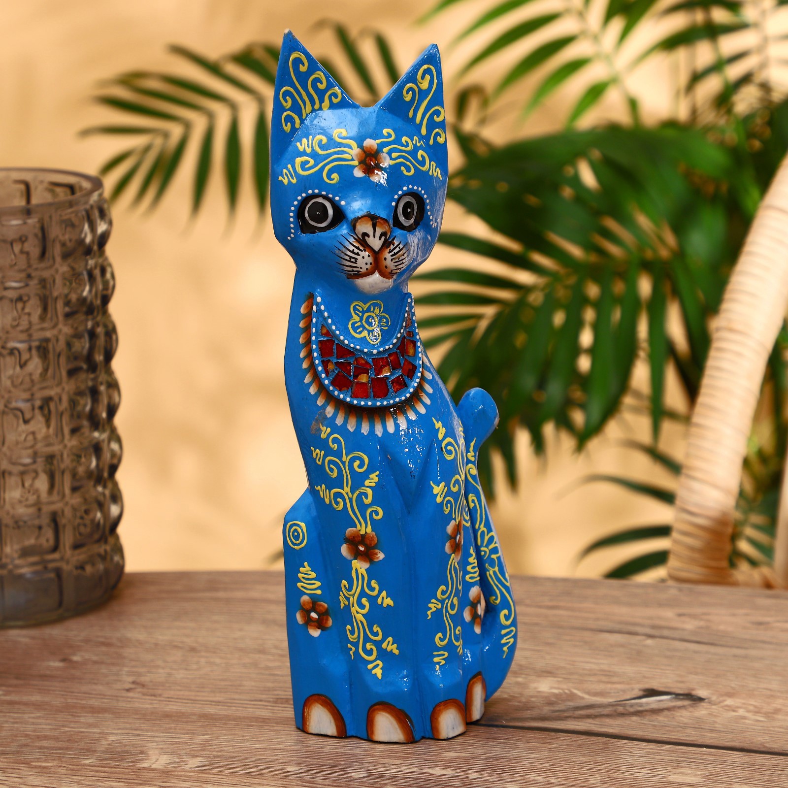 Изображение товара Интерьерный сувенир "Кошка голубая" яркая роспись 30 см