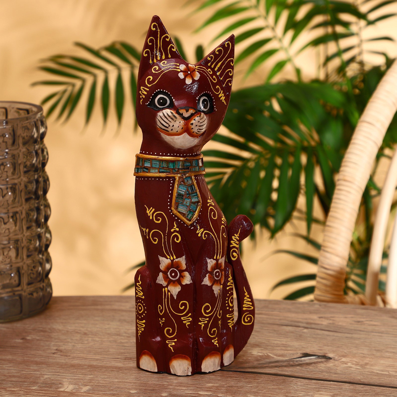 Изображение товара Интерьерный сувенир "Кошка в голубом мозаичном галстуке" 30 см