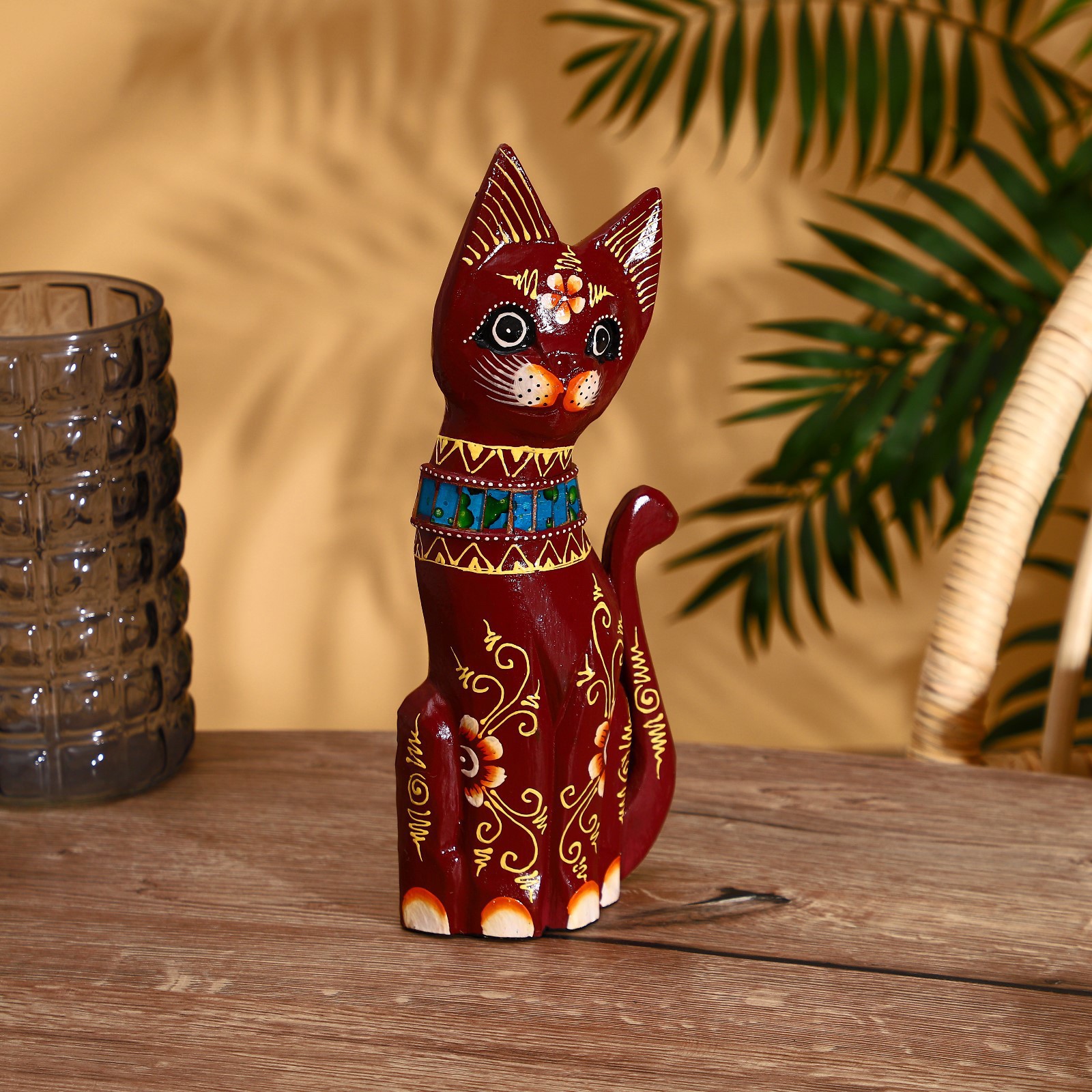 Изображение товара Интерьерный сувенир "Кошка в широком синем ожерелье" 30 см