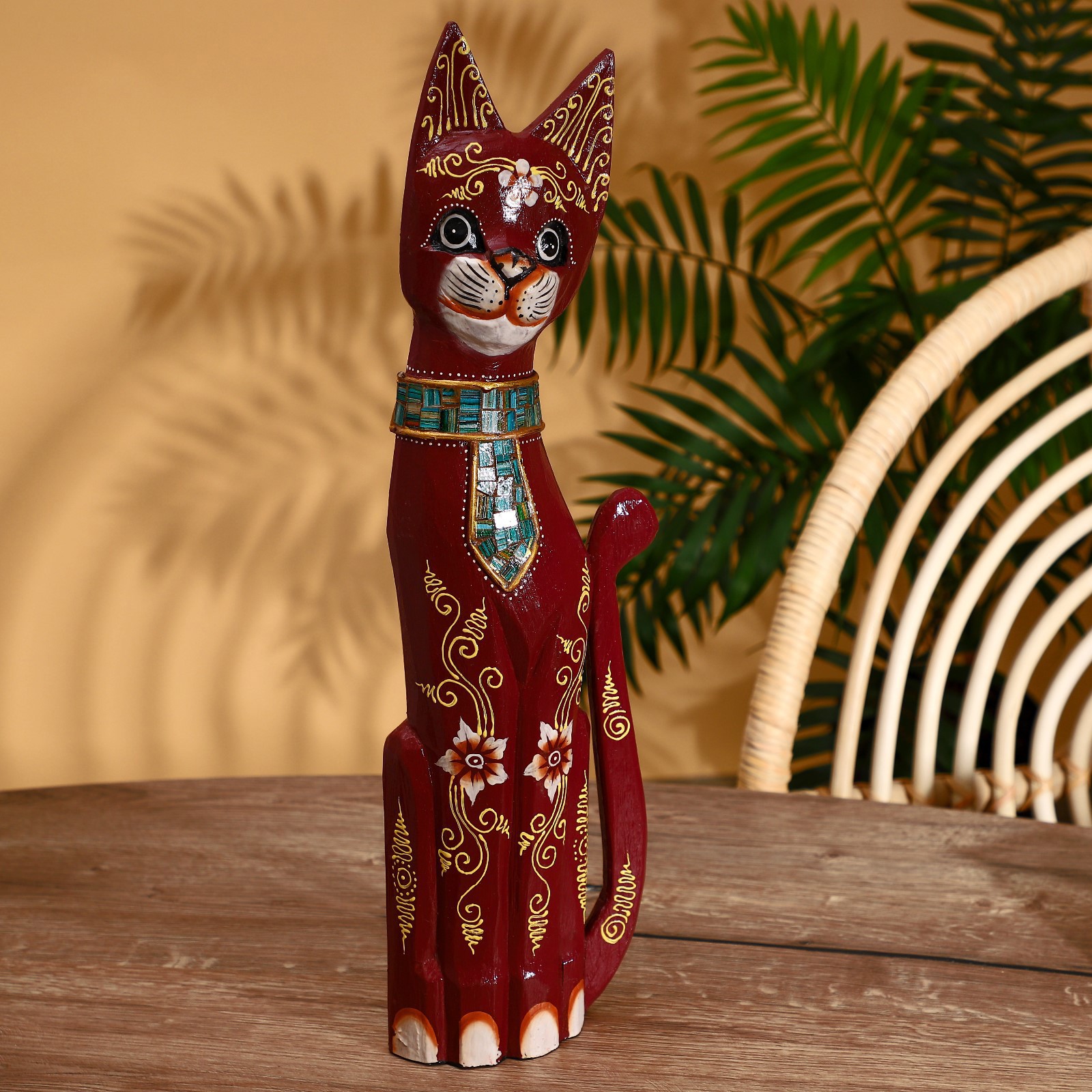 Изображение товара Кошка в голубом мозаичном галстуке — интерьерный сувенир 50 см