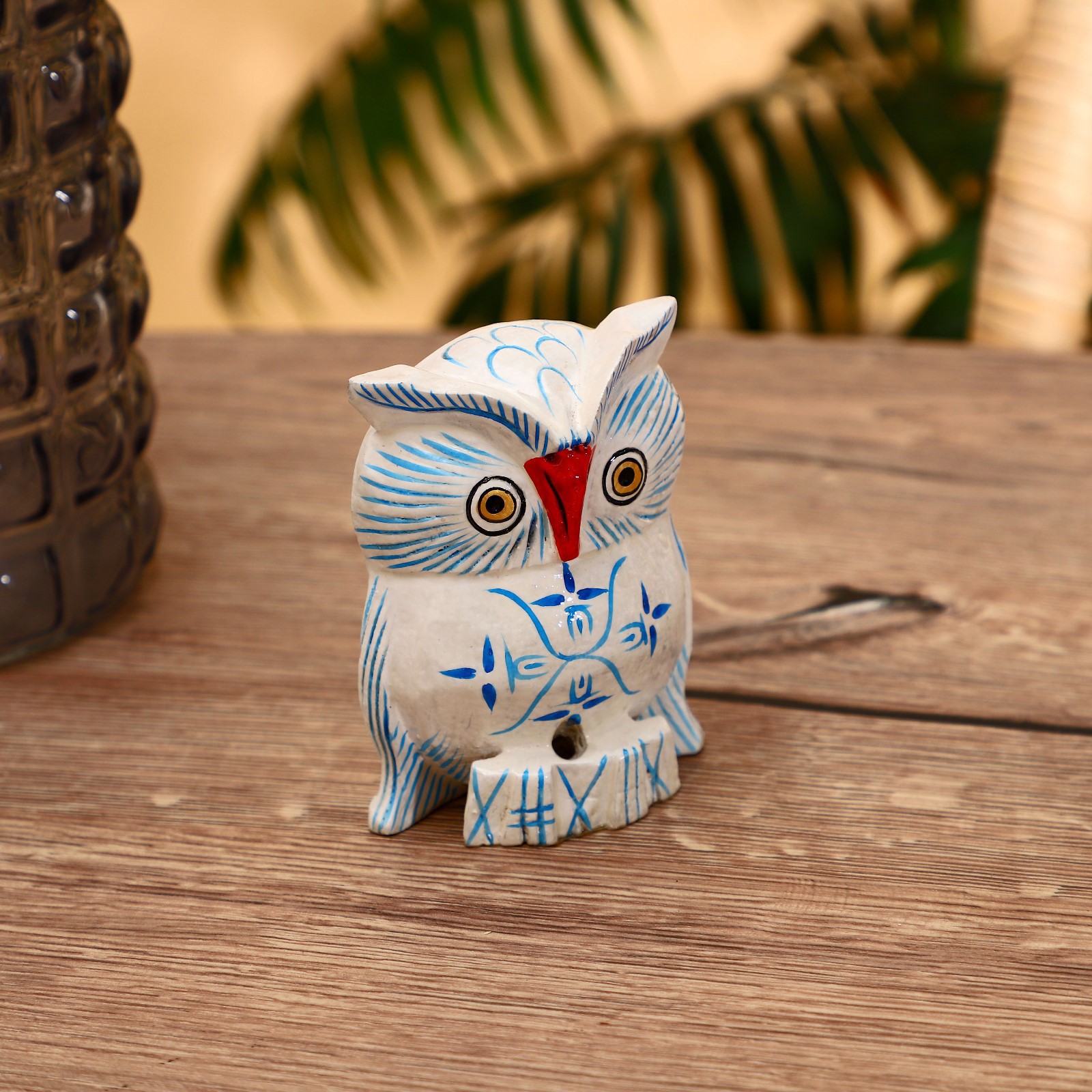 Изображение товара Сова — цветочная роспись, голубая, 10 см