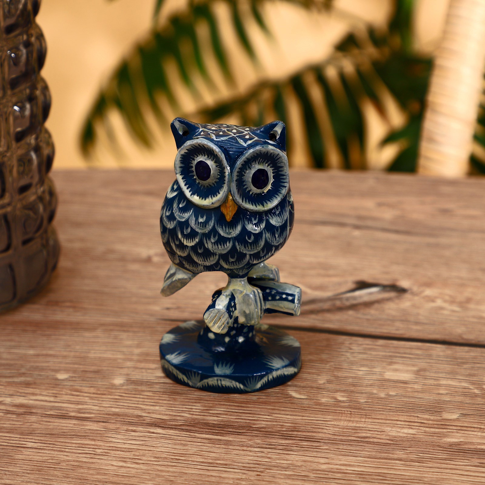 Изображение товара Интерьерный сувенир "Совушка на ветке" синяя 13 см