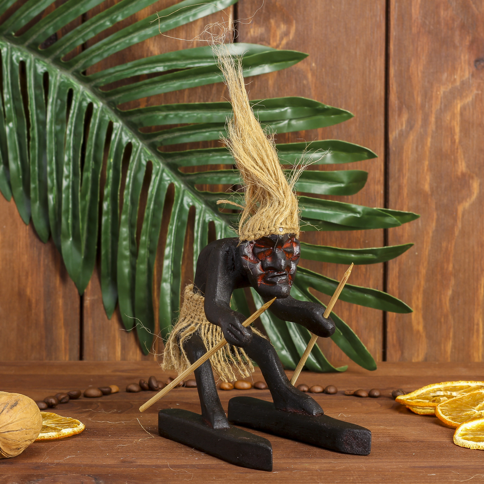 Изображение товара Интерьерный сувенир "Абориген-лыжник" 13x12x8 см