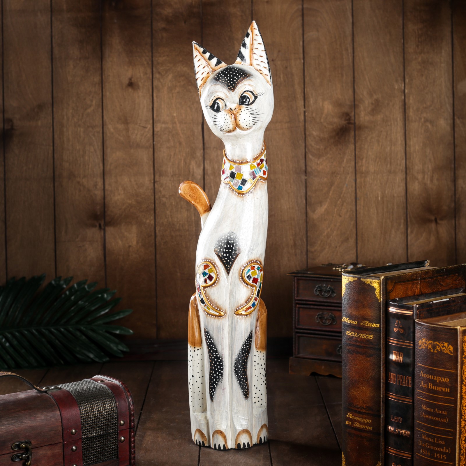 Изображение товара Кошка с мозаичными вставками — интерьерный сувенир, 60x12x6 см