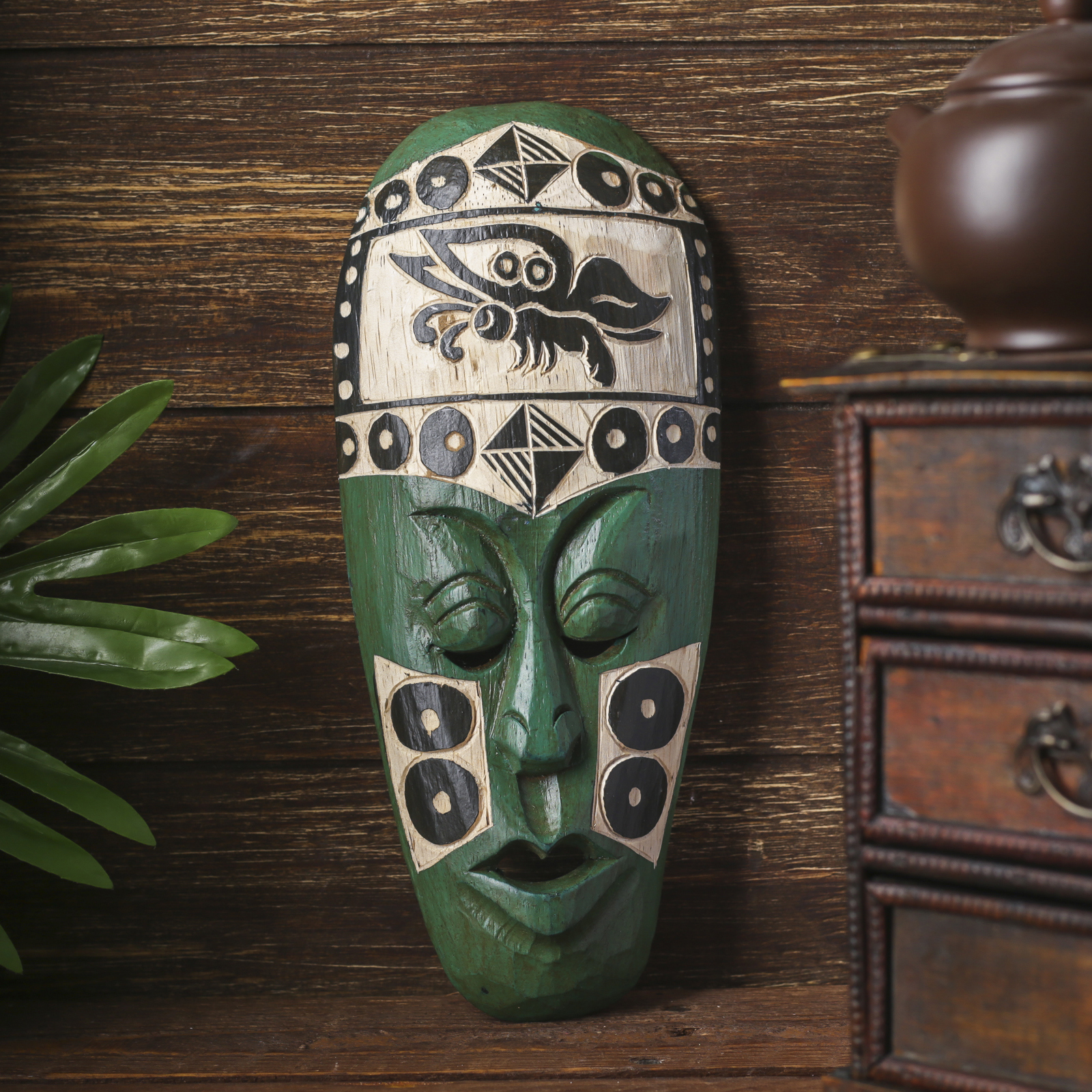 Изображение товара Панно маска "Абориген бирюзовый с бабочкой" 2x10x25 см