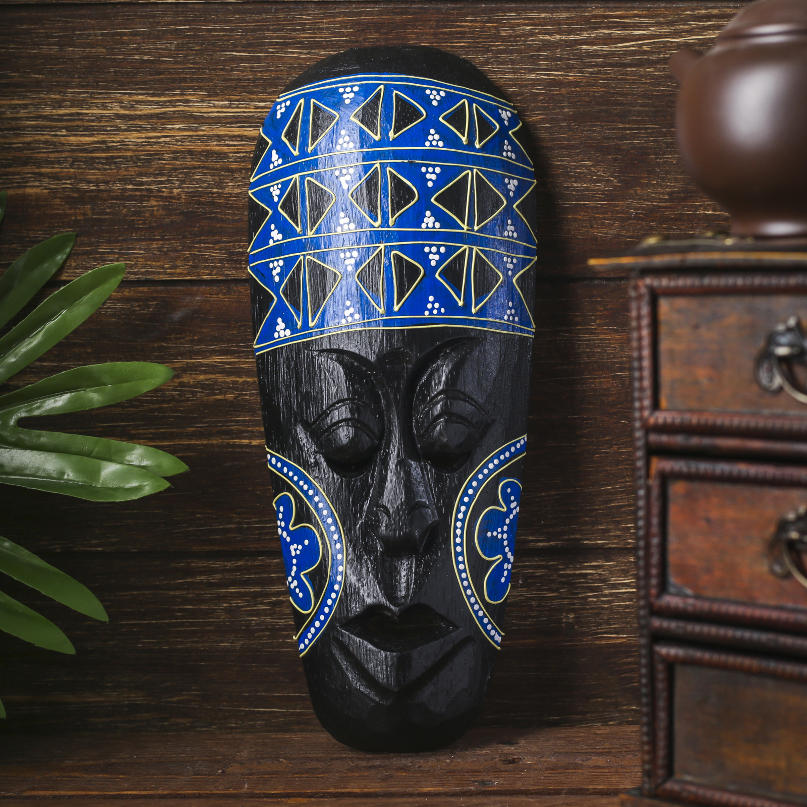 Изображение товара Панно маска "Абориген с геометрическим узором" 2x10x25 см