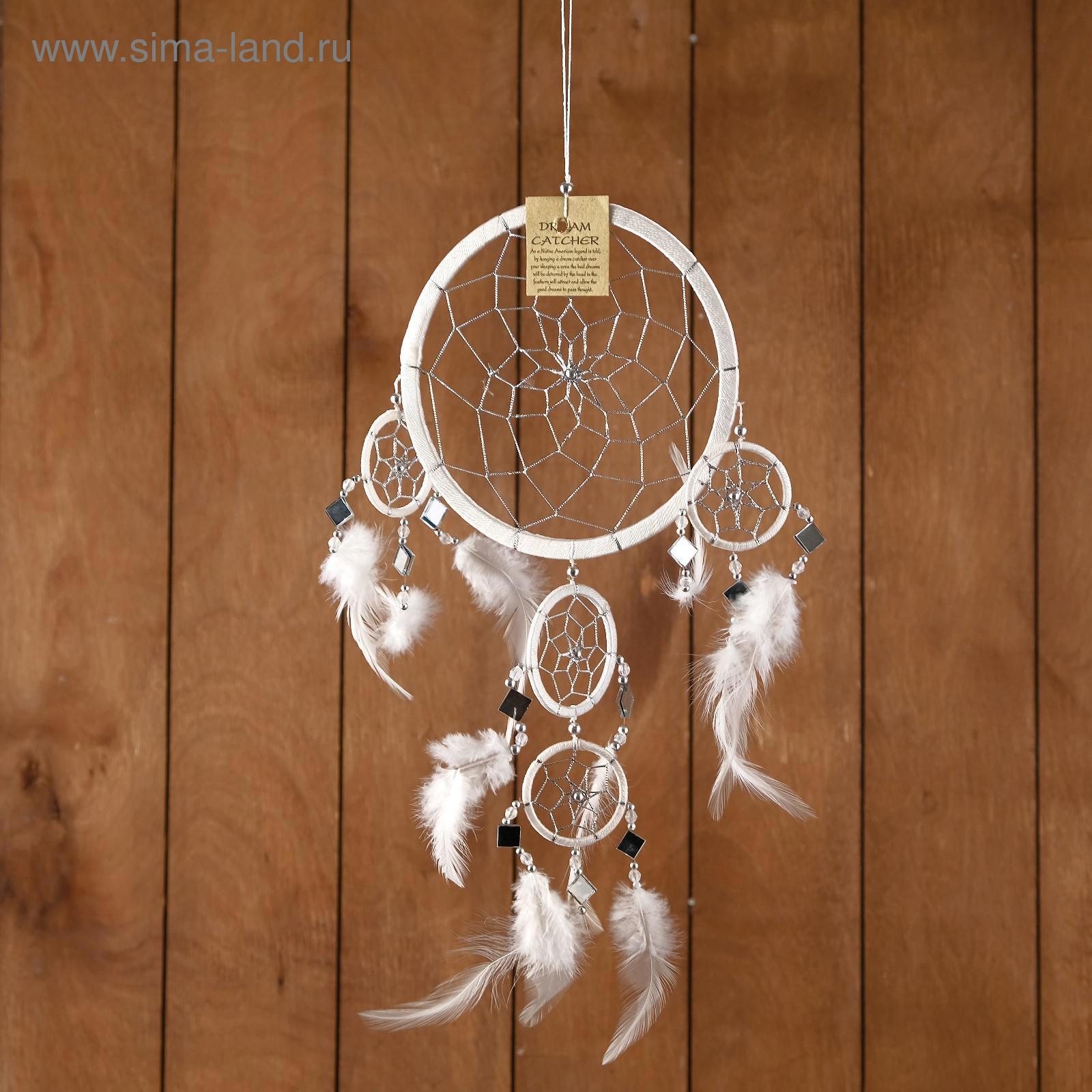 Изображение товара Ловец снов "Пять колец" серый 25x0.5x50 см