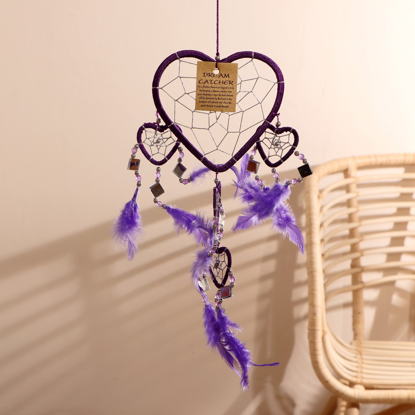 Изображение товара Ловец снов Пять фиолетовых сердец 0.7x16x45 см