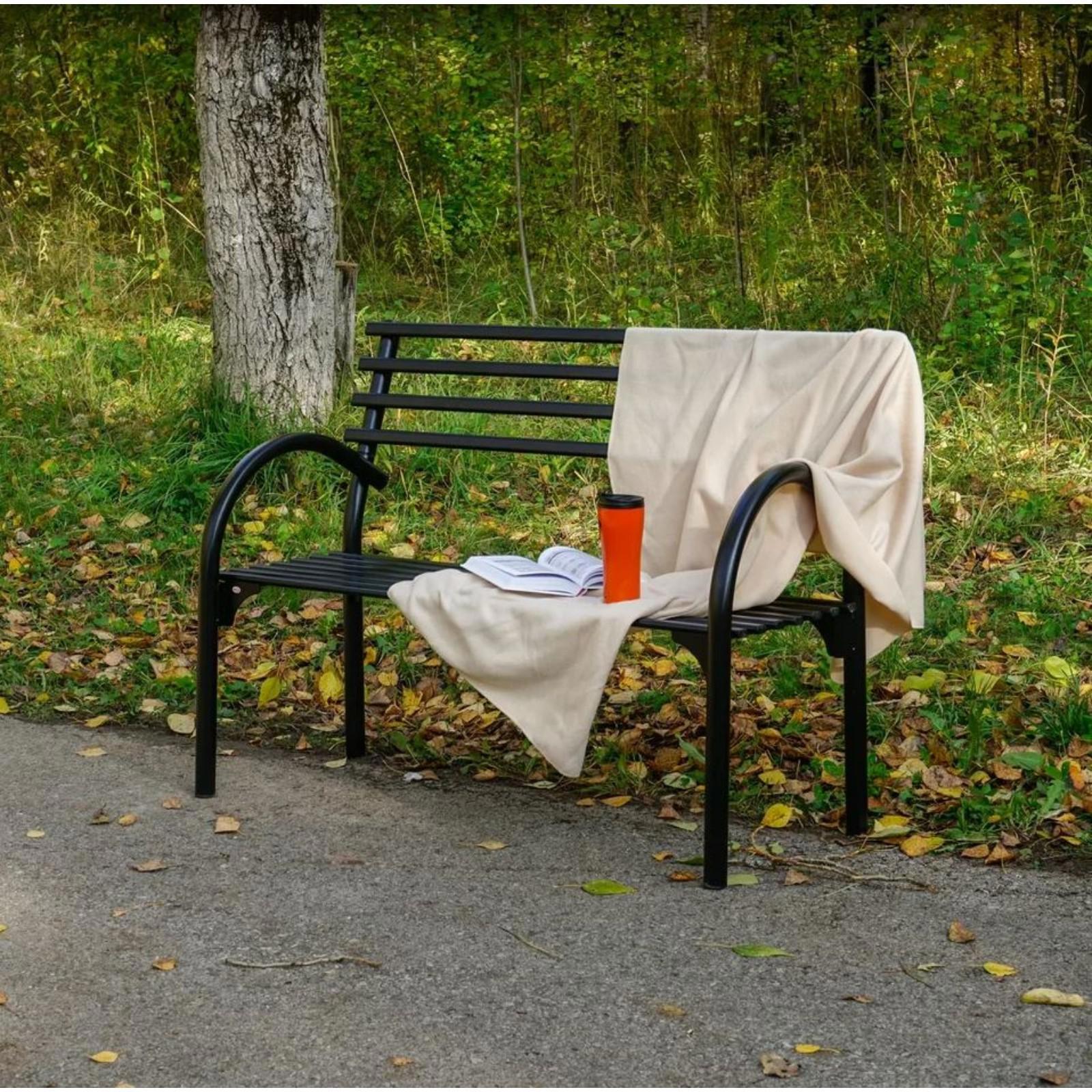 Изображение товара Садовая металлическая скамья Simaland 128x89x60 см черный для отдыха на улице