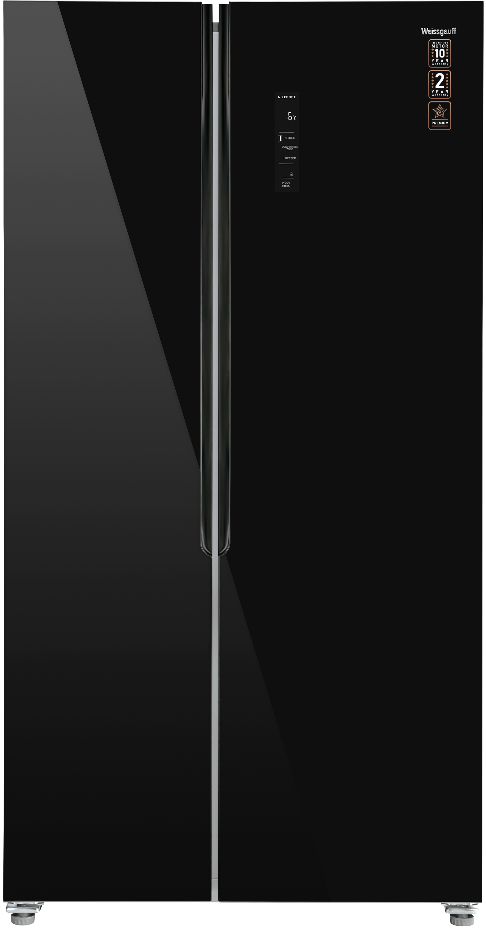 Изображение товара Отдельностоящий холодильник Weissgauff WSBS 736 NFBG 91x177 см Черный Side-by-Side