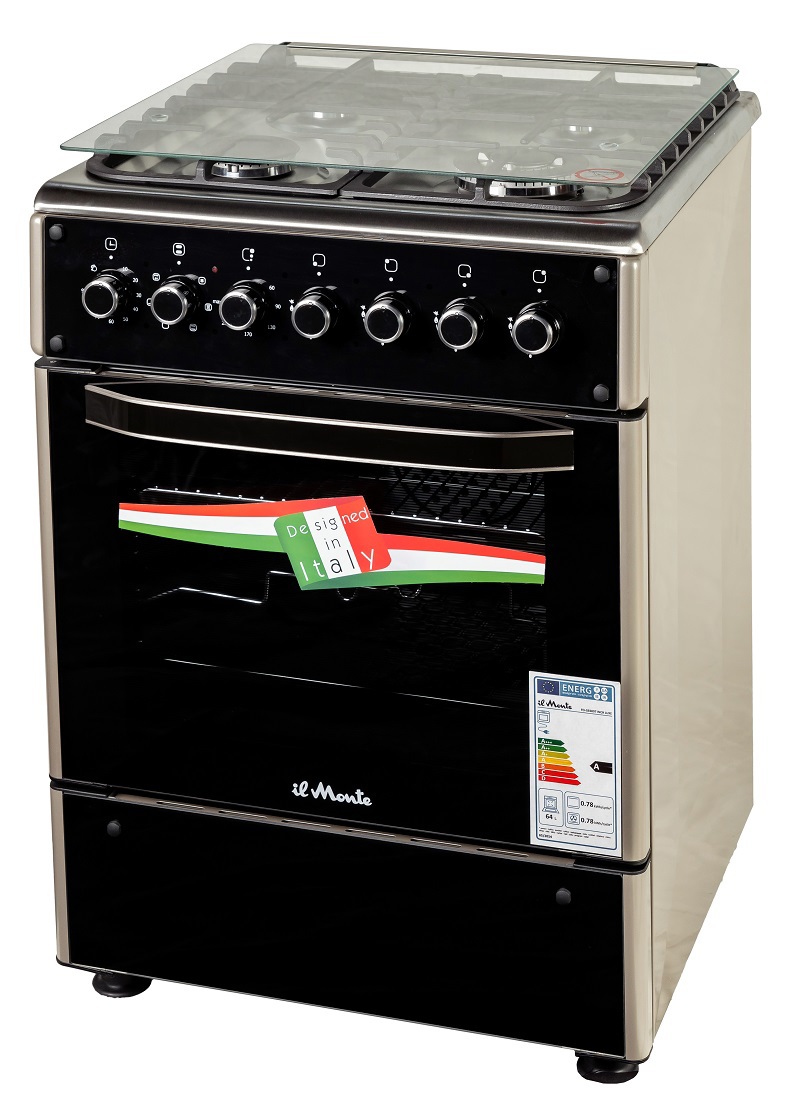 Изображение товара Газовая плита IL MONTE FO-GE6007 с духовкой 60x85 см сталь, 6 режимов, электроподжиг