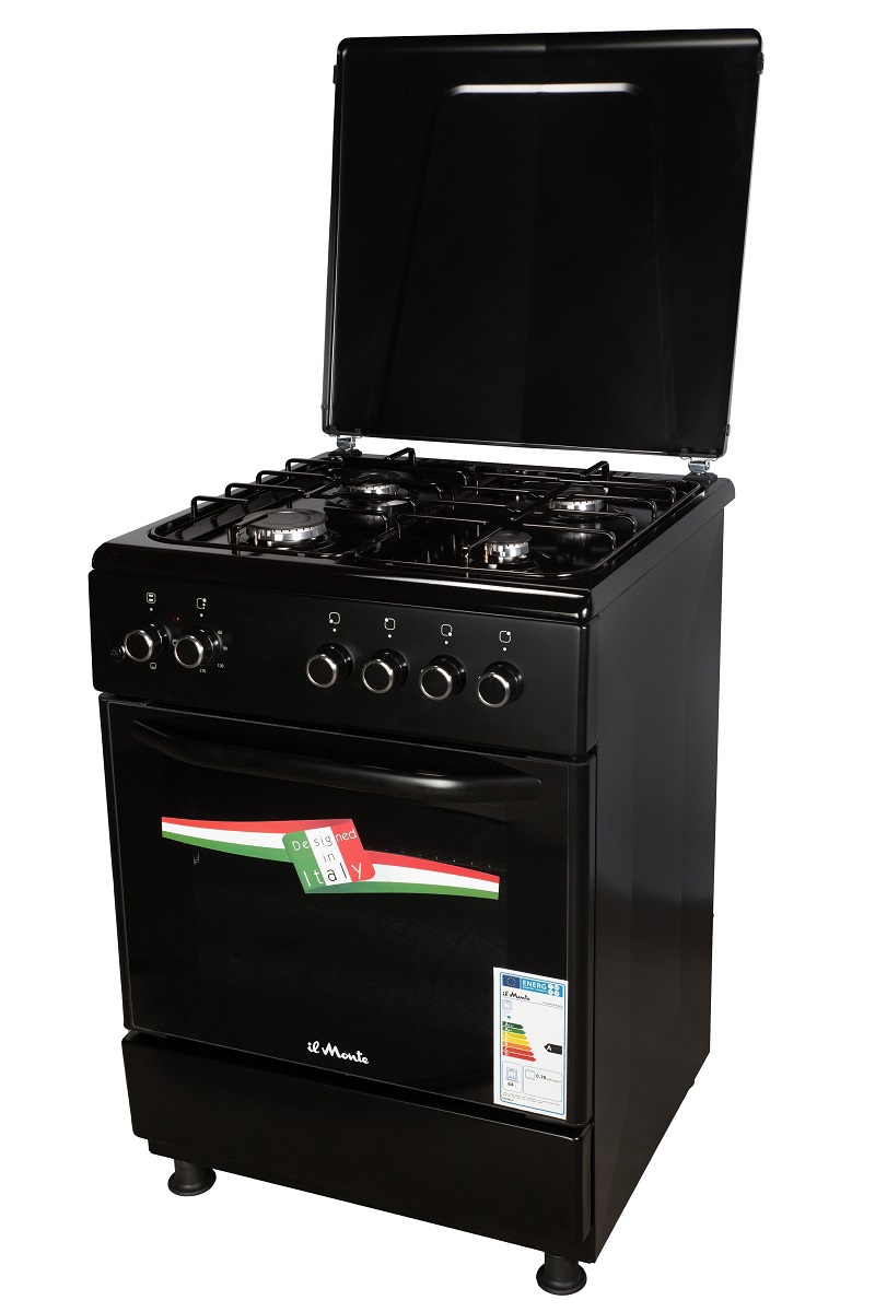 Изображение товара Газовая плита с духовкой IL MONTE FO-GE6019 60x85 см черная для кухни