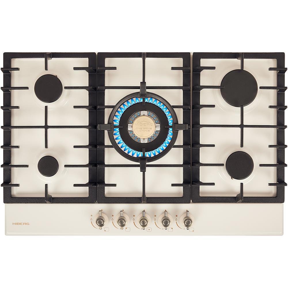 Изображение товара Газовая варочная панель Hiberg VS 8154 YR 76 см 5 конфорок бежевый