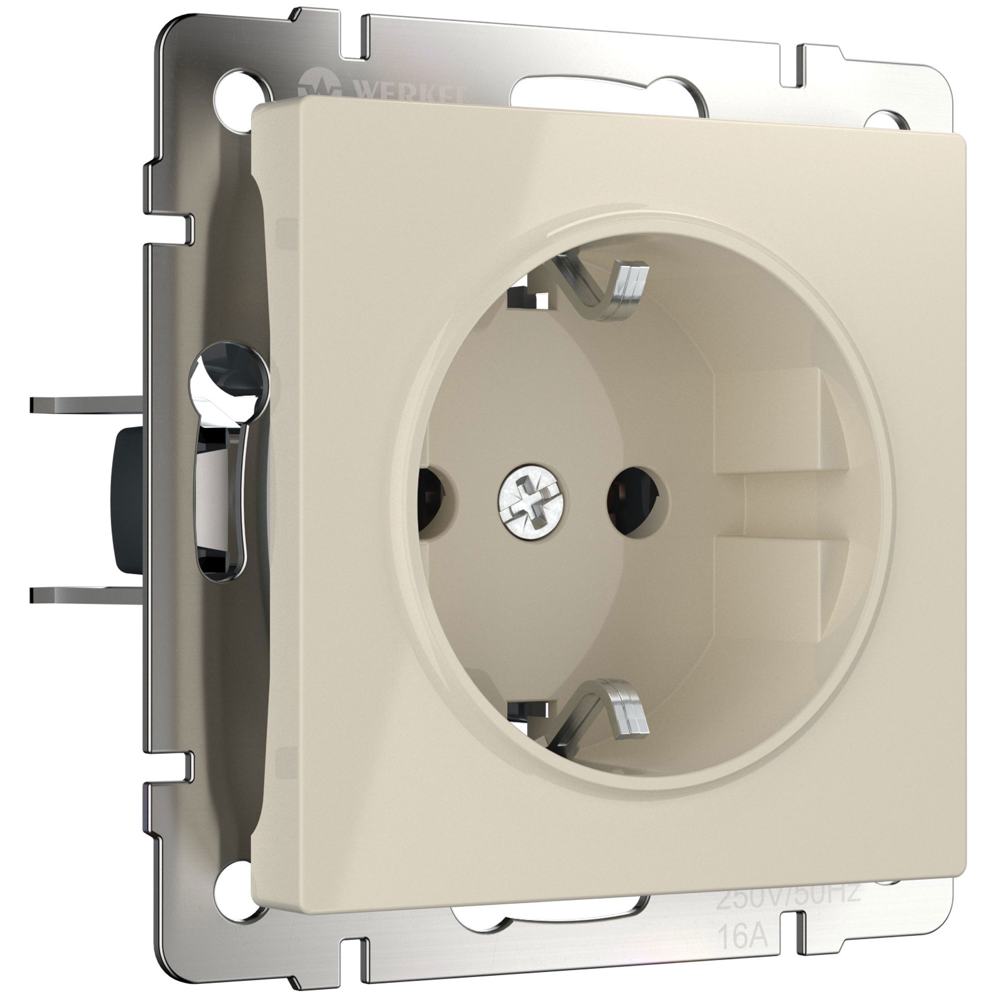 Изображение товара Встраиваемая розетка Werkel с заземлением слоновая кость 1 пост IP20