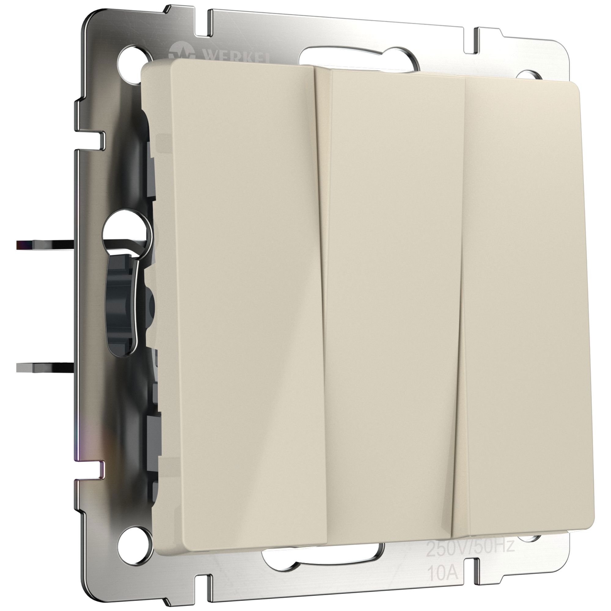 Изображение товара Выключатель встраиваемый Werkel 3 клавиши цвет слоновая кость