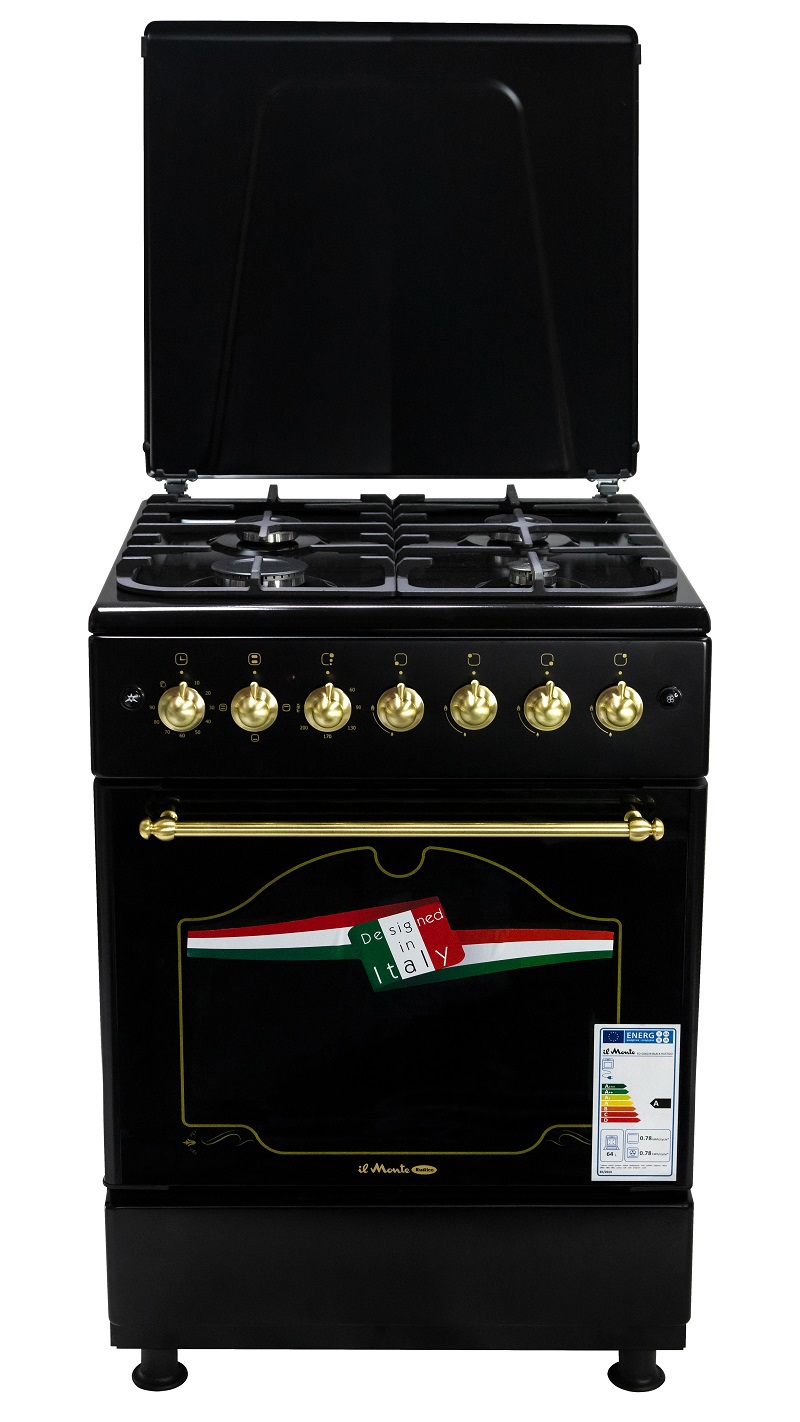 Изображение товара Газовая плита с духовкой IL MONTE FO-GE6014 Black Rustico 60x85 см Черный
