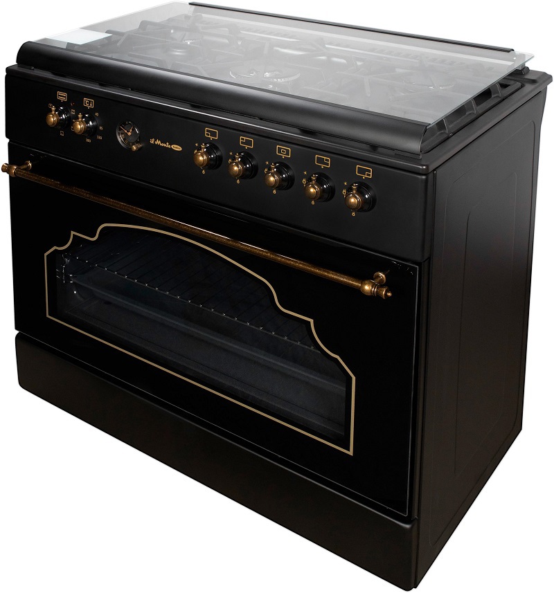 Изображение товара Газовая плита с духовкой IL MONTE FO-GE9007 Black Rustico 90x85x60 см