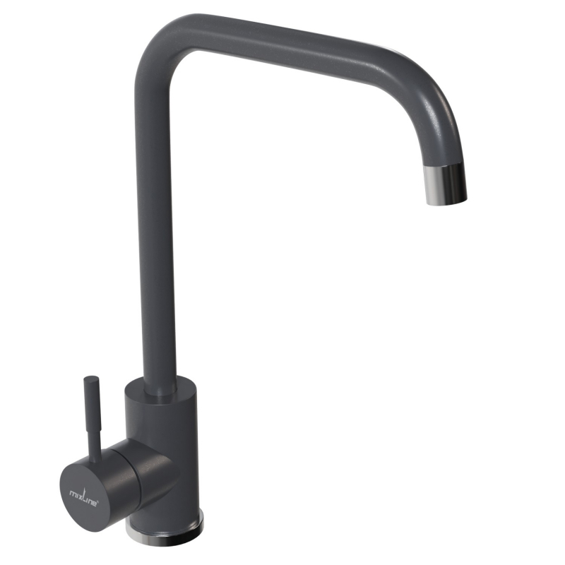 Изображение товара Однорычажный смеситель для кухни Mixline 550662 графит с поворотным изливом